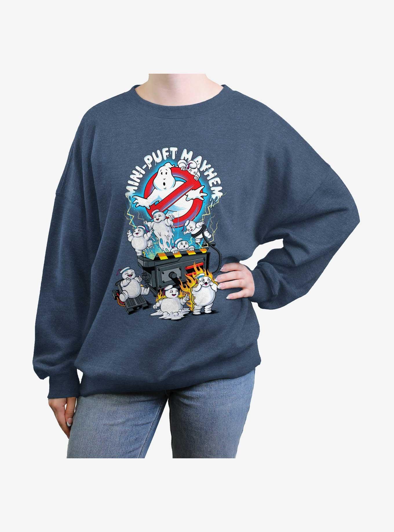 Ghostbusters Mini Puft Mayhem Womens Oversized Sweatshirt, BLUEHTR, hi-res