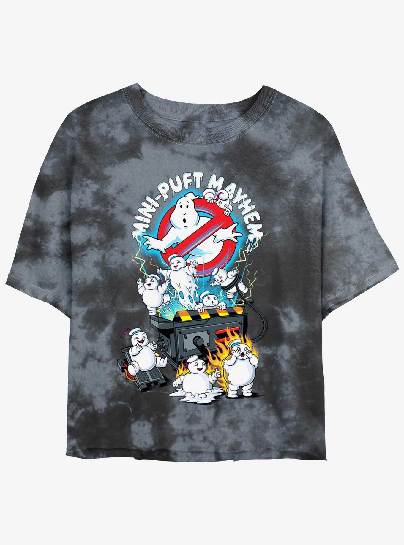 Ghostbusters Mini Puft Mayhem Womens Tie-Dye Crop T-Shirt, BLKCHAR, hi-res