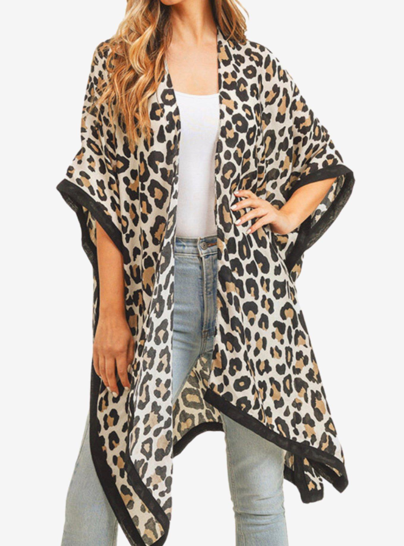 Leopard Animal Print Kimono, , hi-res