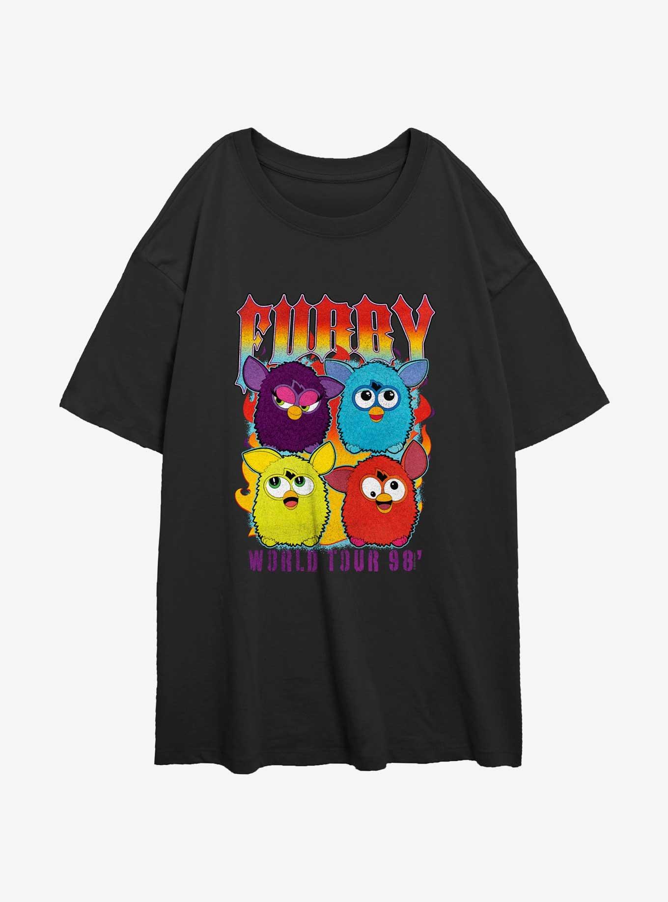 Furby World Tour '98 Girls Oversized T-Shirt, BLACK, hi-res