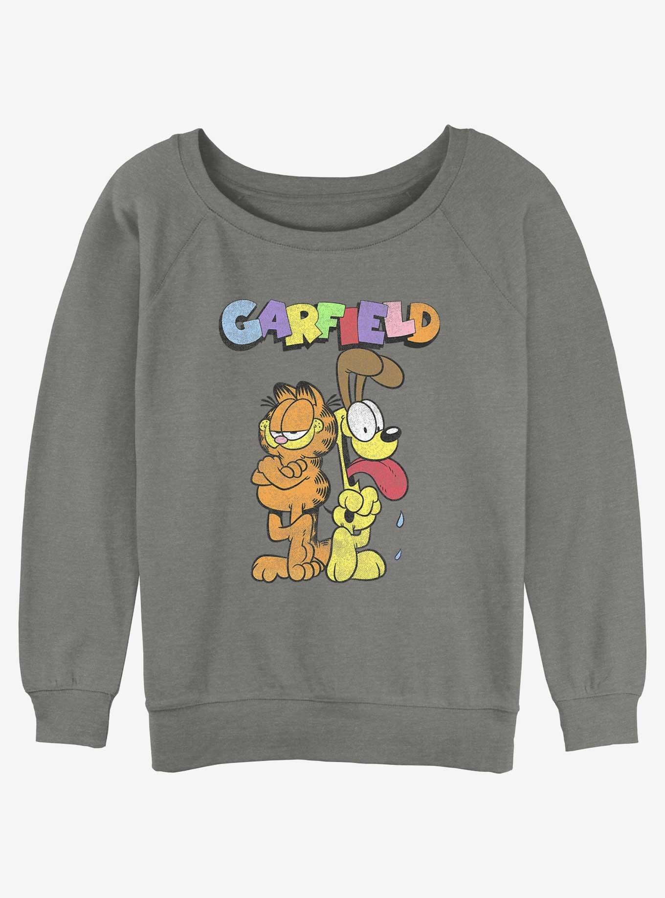 Garfield Best Buds Garfield & Odie Womens Slouchy Sweatshirt, GRAY HTR, hi-res