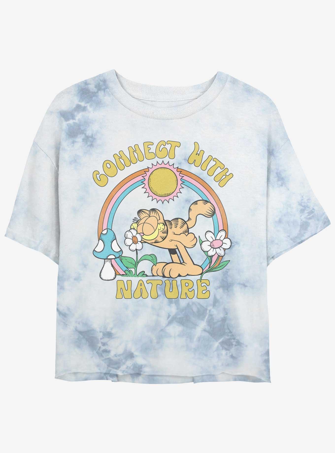 Garfield Connect With Nature Womens Tie-Dye Crop T-Shirt, WHITEBLUE, hi-res