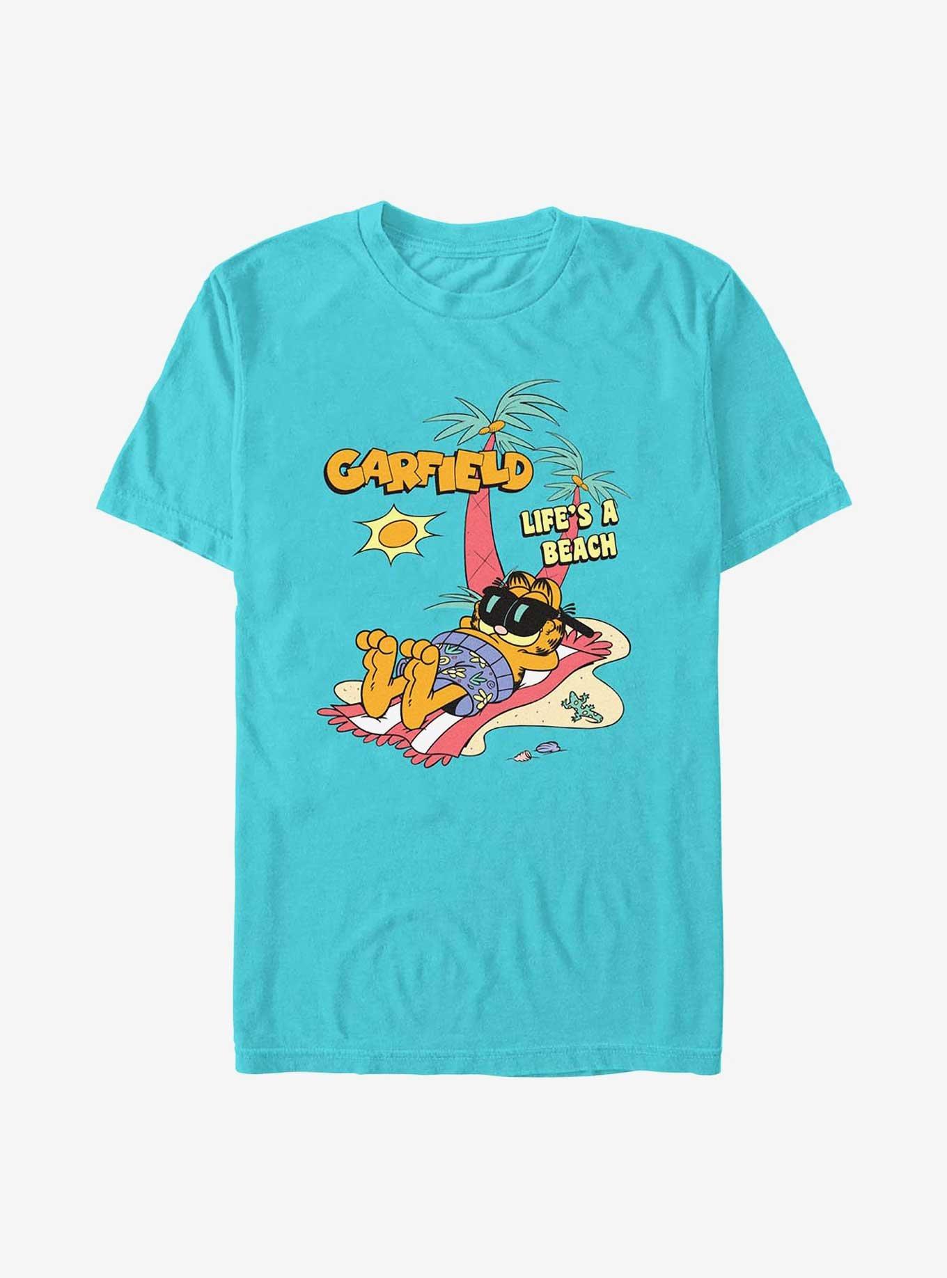 Garfield Cat On The Beach T-Shirt, , hi-res