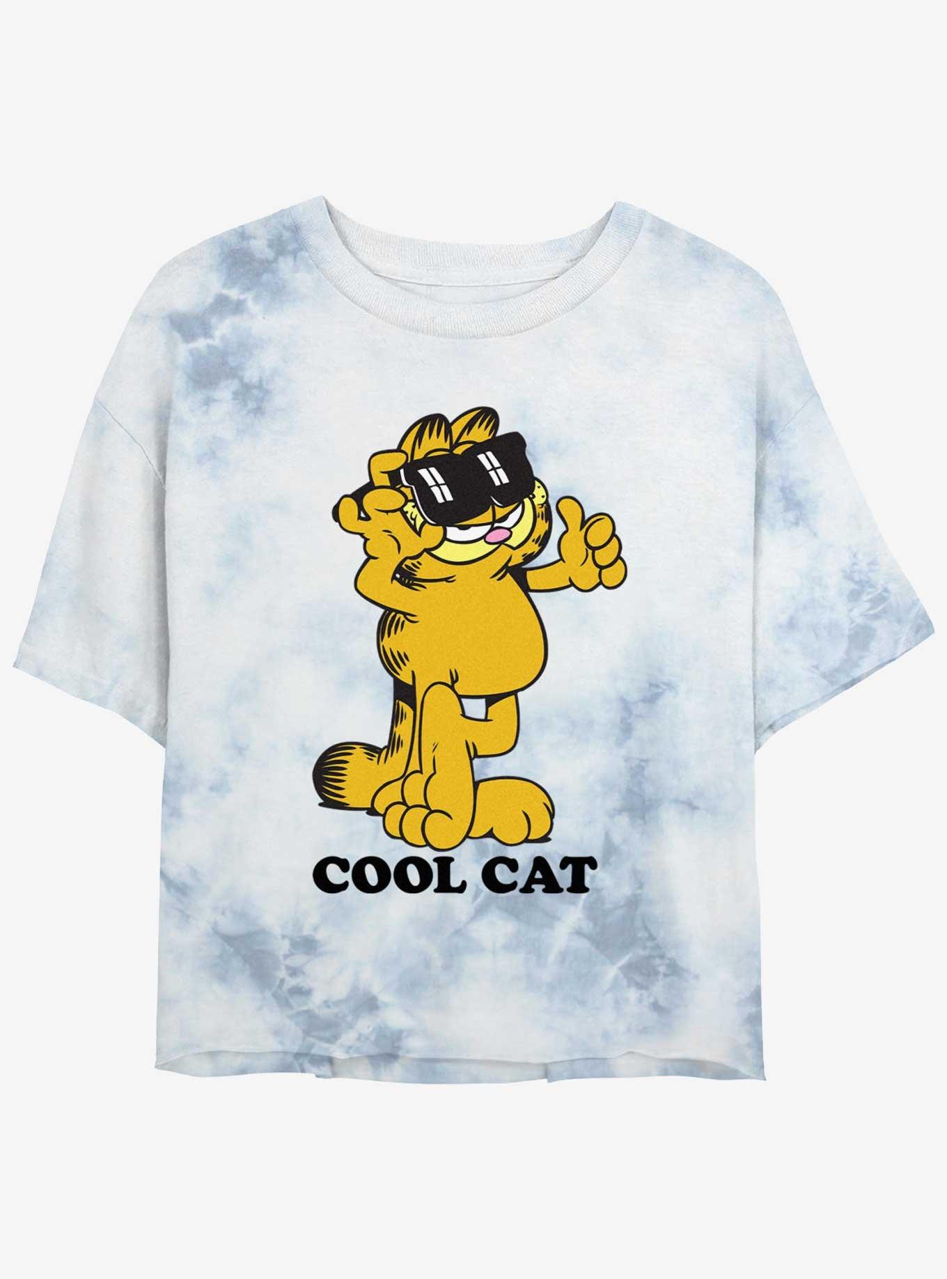 Garfield Cool Cat Womens Tie-Dye Crop T-Shirt, WHITEBLUE, hi-res