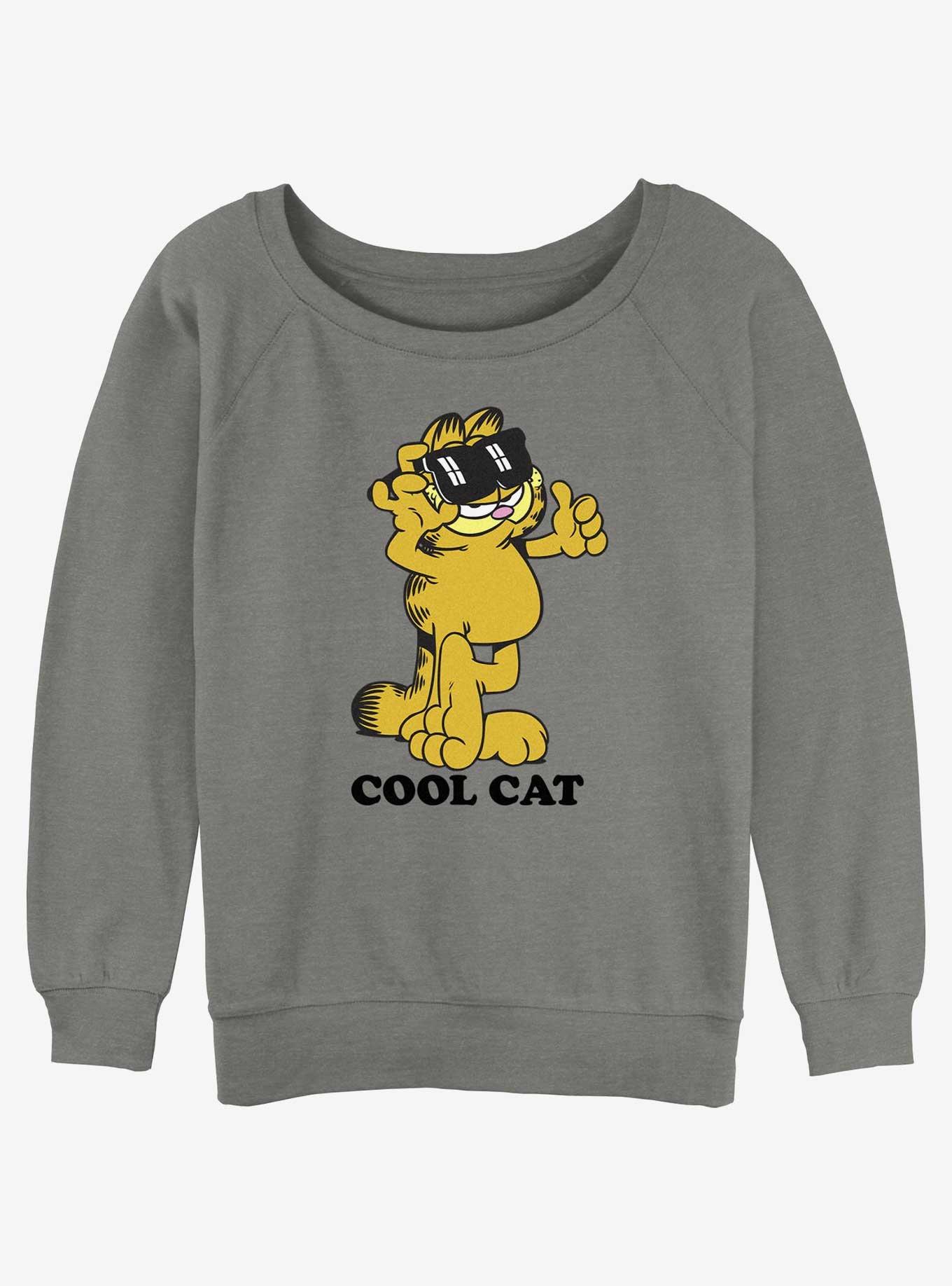 Garfield Cool Cat Womens Slouchy Sweatshirt, GRAY HTR, hi-res