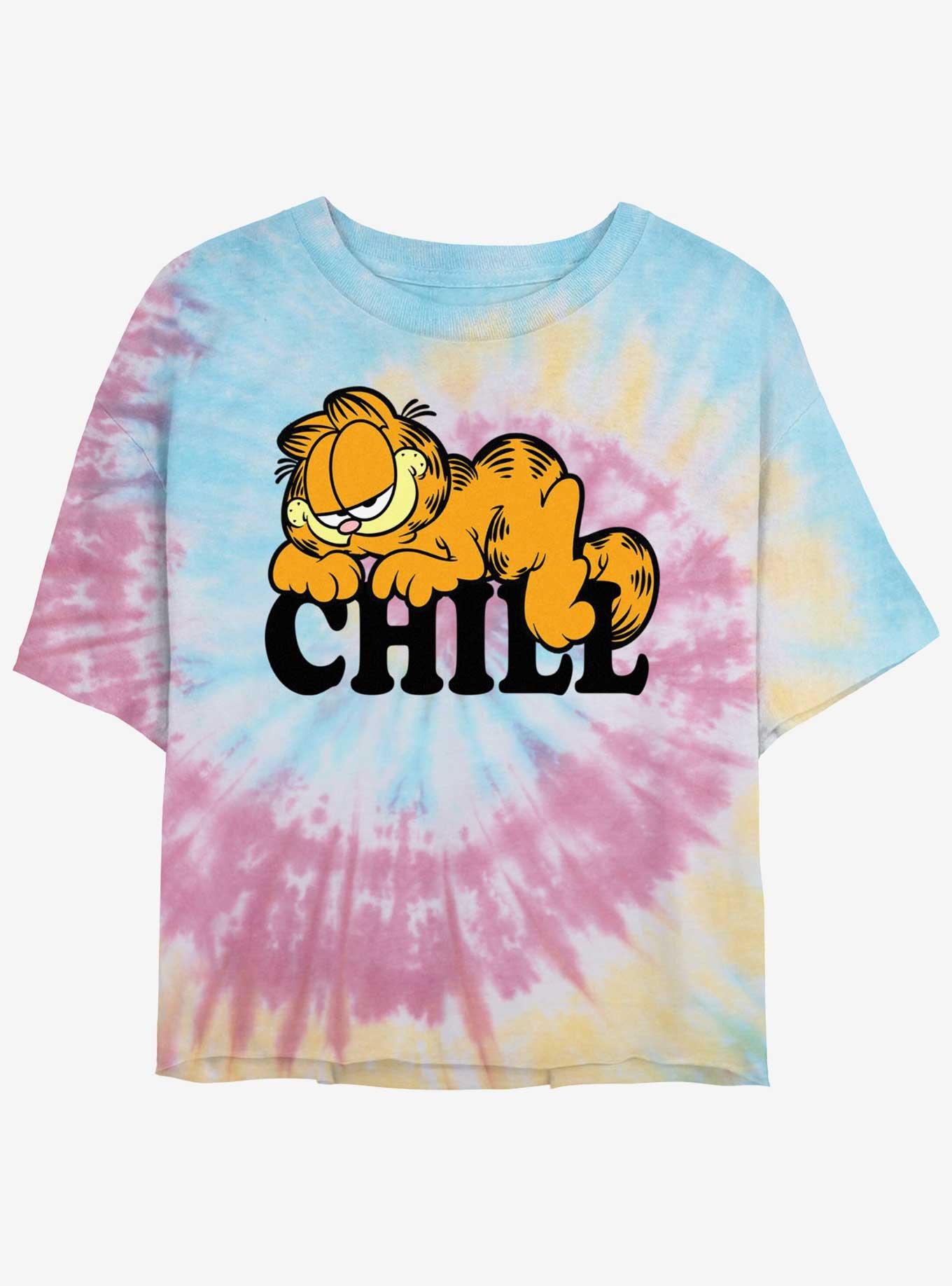 Garfield Chill Cat Womens Tie-Dye Crop T-Shirt, BLUPNKLY, hi-res