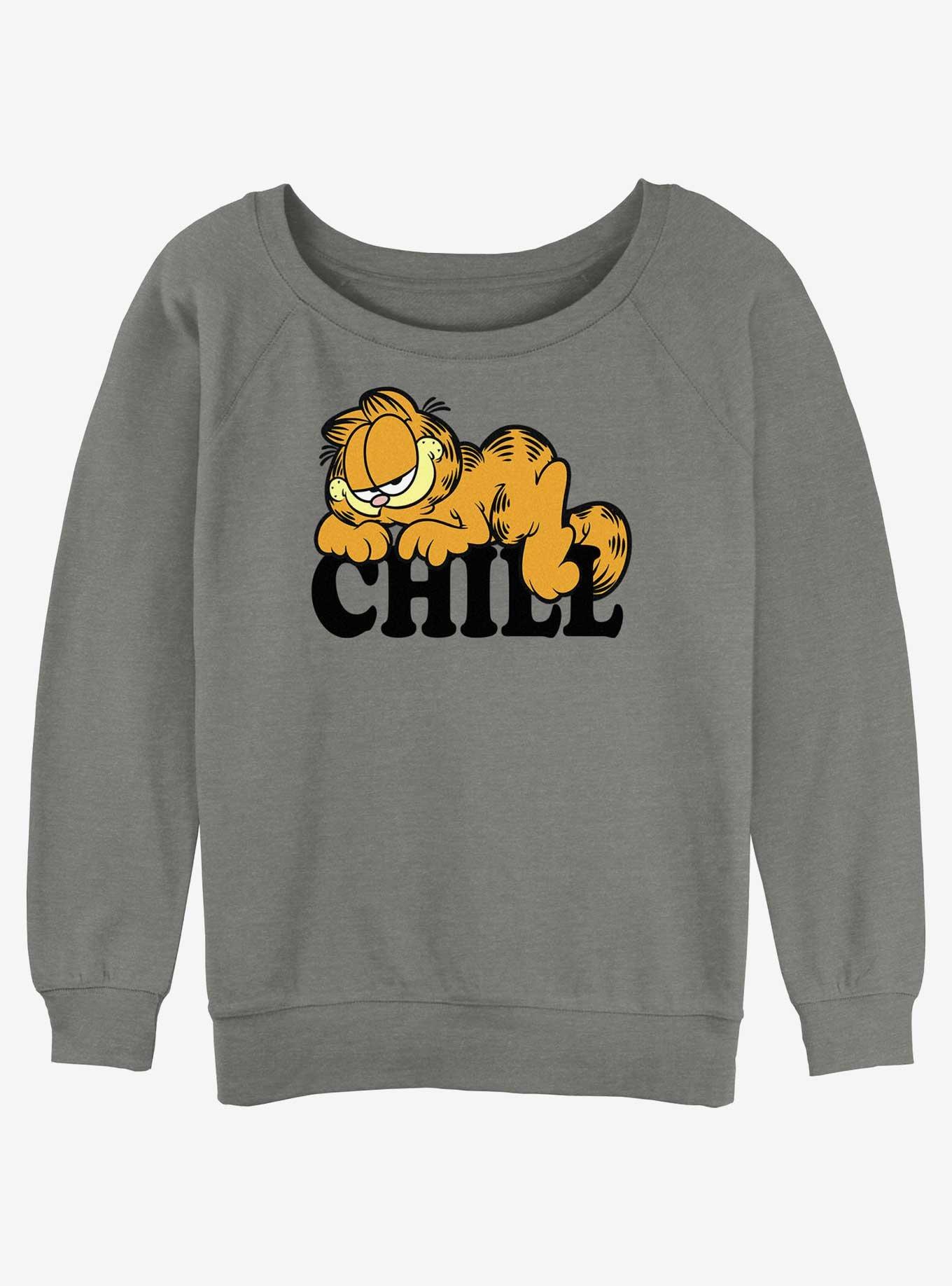 Garfield Chill Cat Womens Slouchy Sweatshirt, GRAY HTR, hi-res