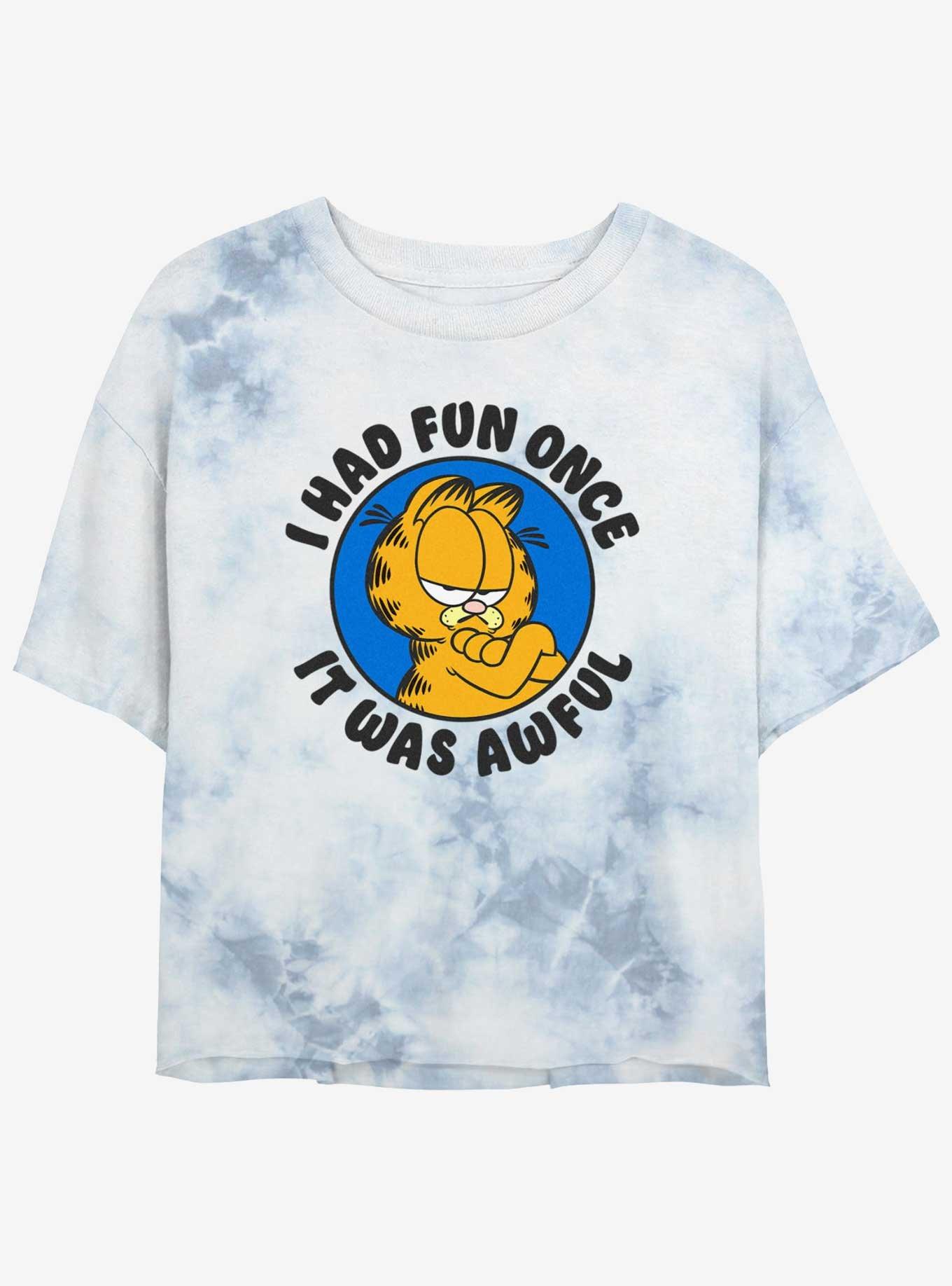 Garfield I Had Fun Once It Was Awful Womens Tie-Dye Crop T-Shirt, WHITEBLUE, hi-res