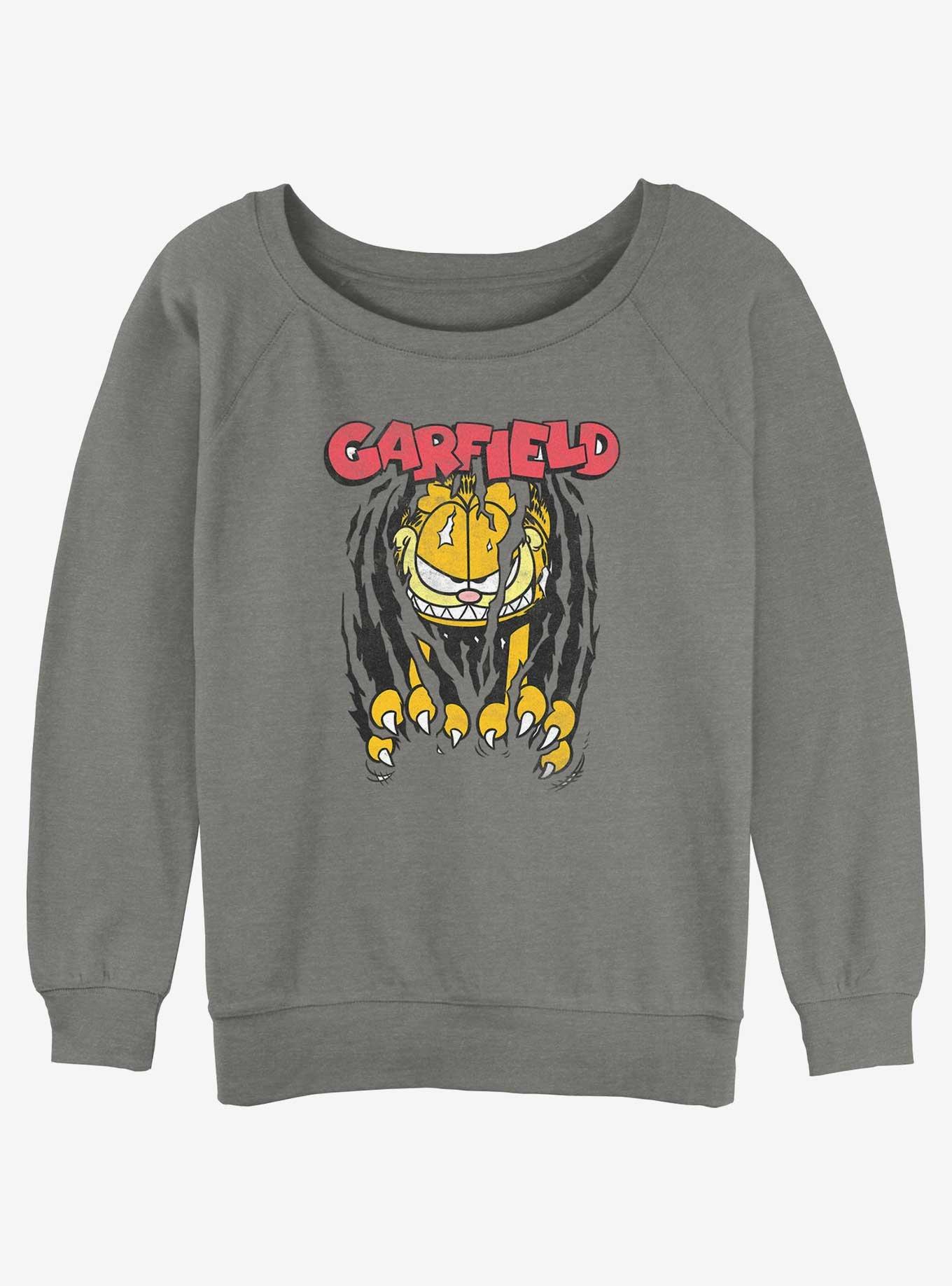 Garfield Claws Rippin' Womens Slouchy Sweatshirt, GRAY HTR, hi-res