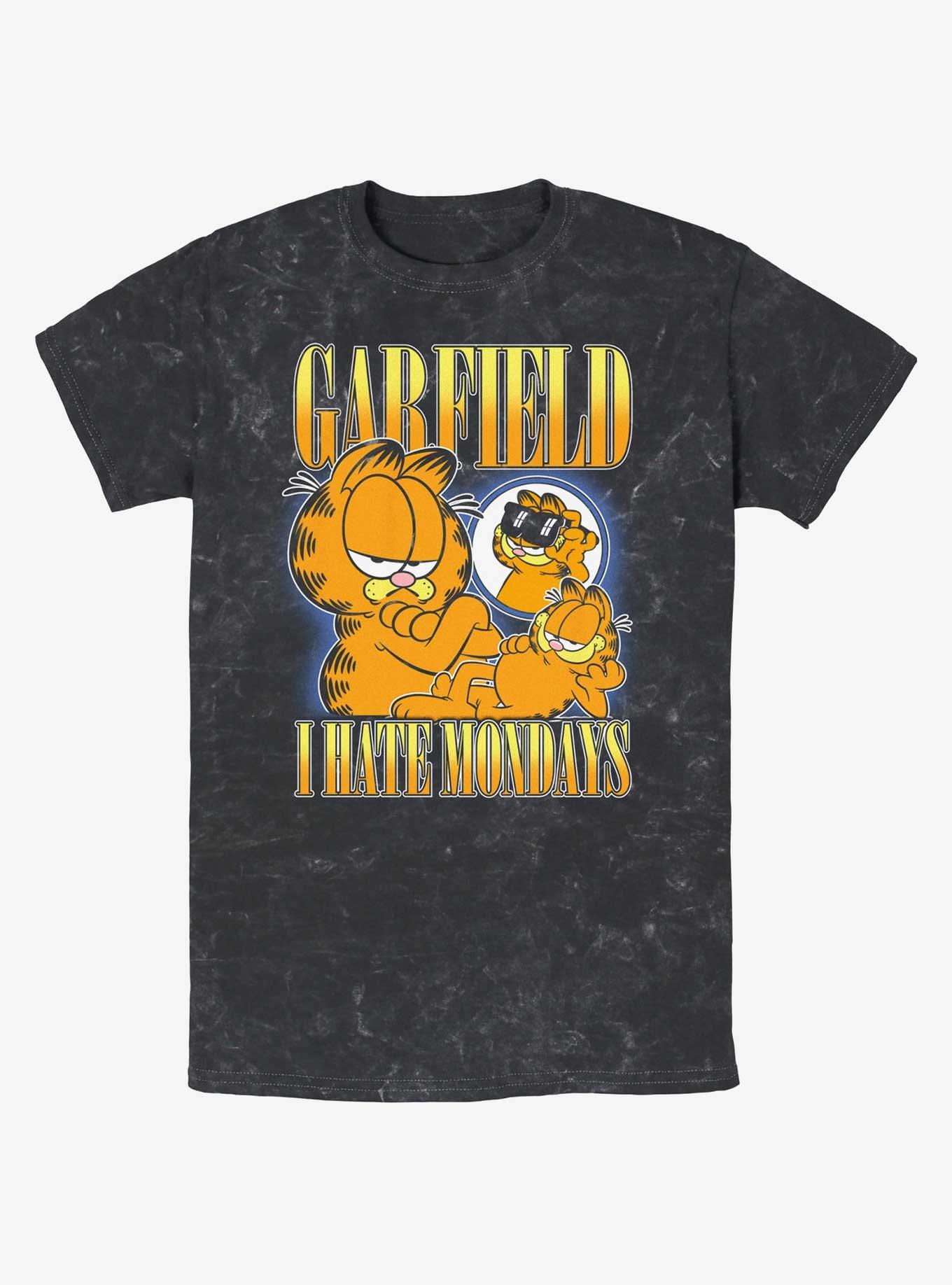 Garfield I Hate Mondays Mineral Wash T-Shirt, BLACK, hi-res