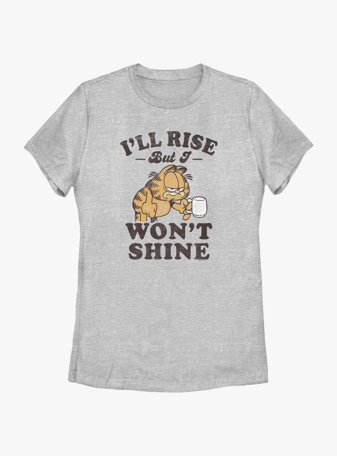 Garfield I'll Rise But I Won't Shine Womens T-Shirt, ATH HTR, hi-res