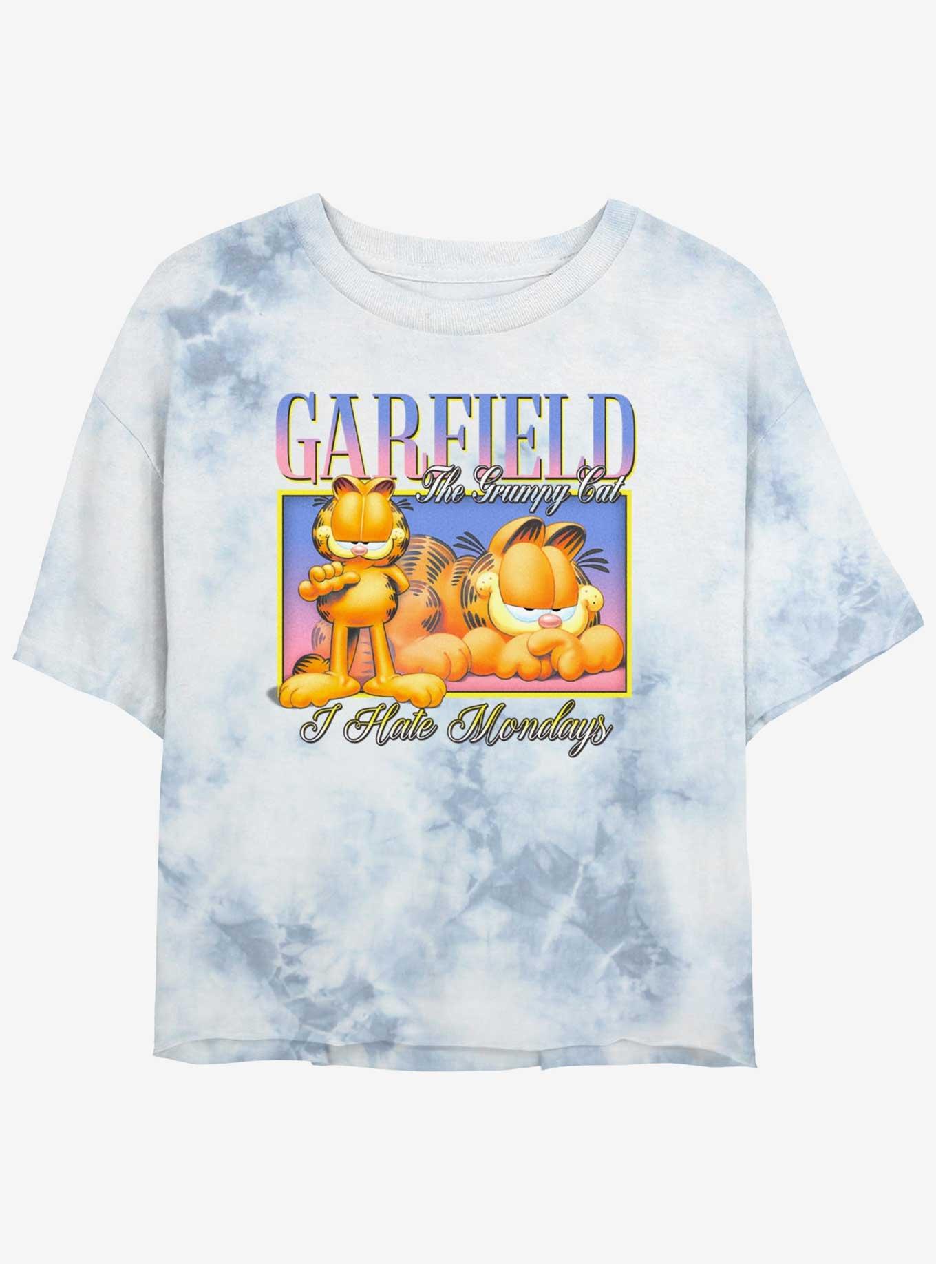 Garfield The Grumpy Cat Vibe Womens Tie-Dye Crop T-Shirt, WHITEBLUE, hi-res