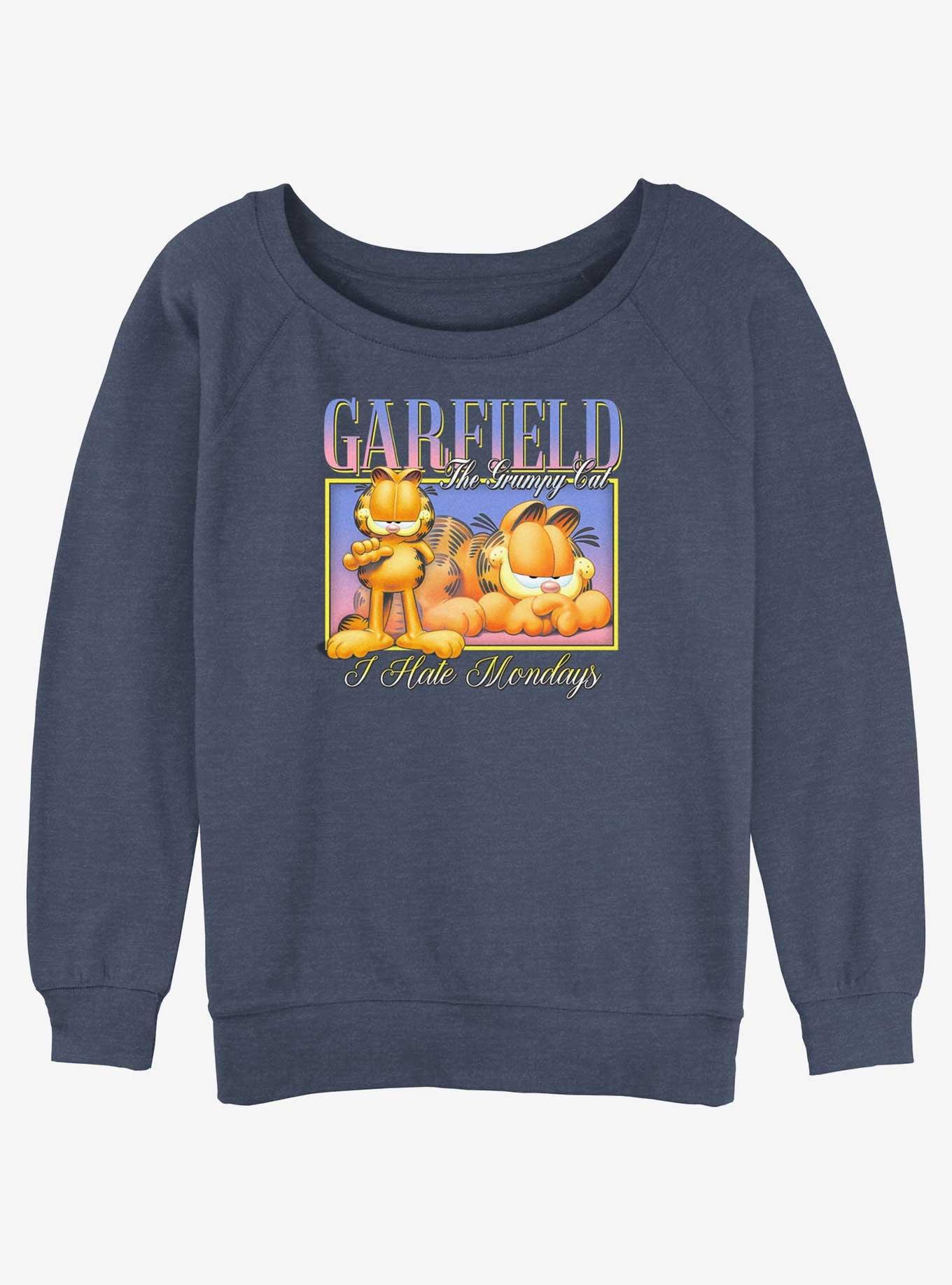 Garfield The Grumpy Cat Vibe Womens Slouchy Sweatshirt, BLUEHTR, hi-res