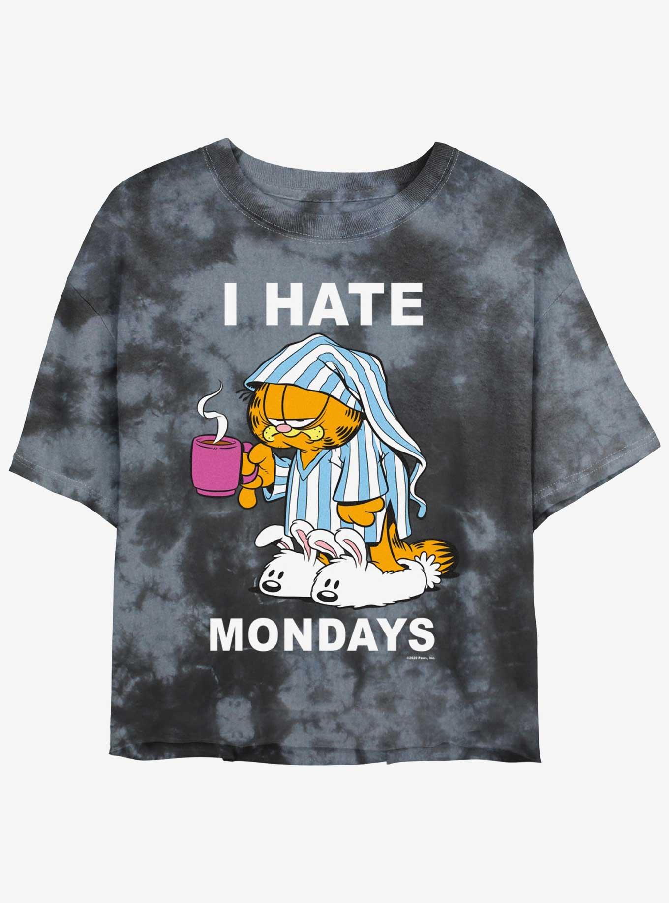 Garfield I Hate Mondays Womens Tie-Dye Crop T-Shirt, , hi-res