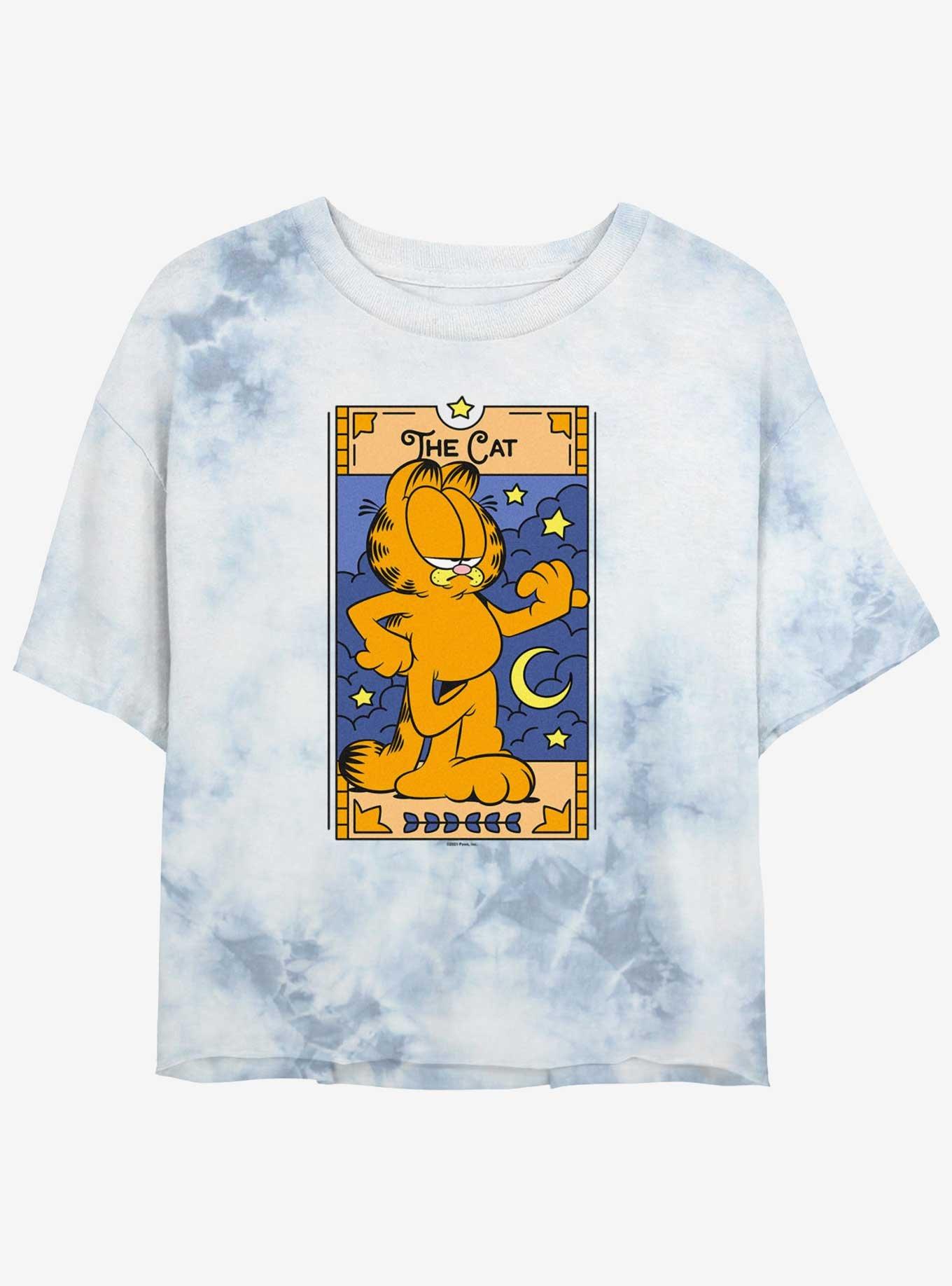 Garfield The Cat Tarot Womens Tie-Dye Crop T-Shirt, WHITEBLUE, hi-res