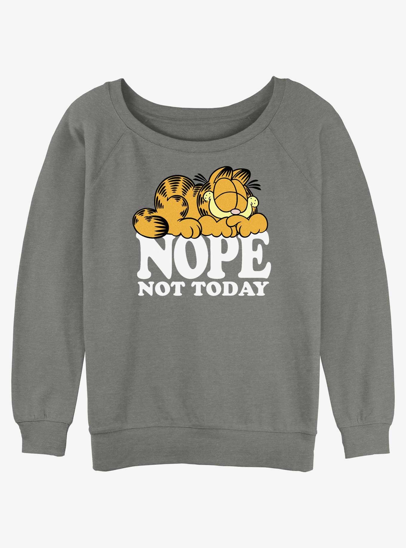 Garfield Nope Not Today Womens Slouchy Sweatshirt, GRAY HTR, hi-res