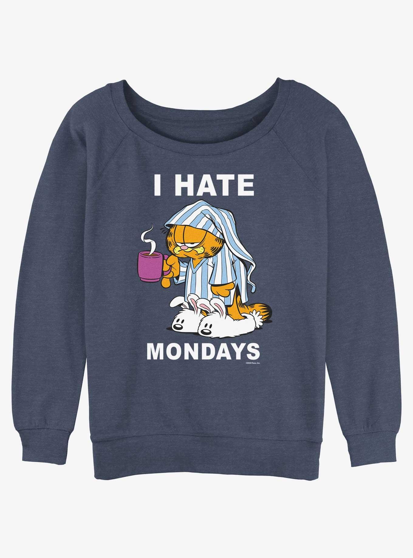 Garfield I Hate Mondays Womens Slouchy Sweatshirt, BLUEHTR, hi-res