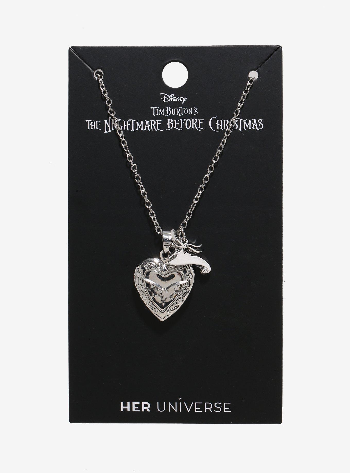 Her Universe Disney The Nightmare Before Christmas Jack & Sally Heart Locket Necklace- BoxLunch Exclusive, , hi-res