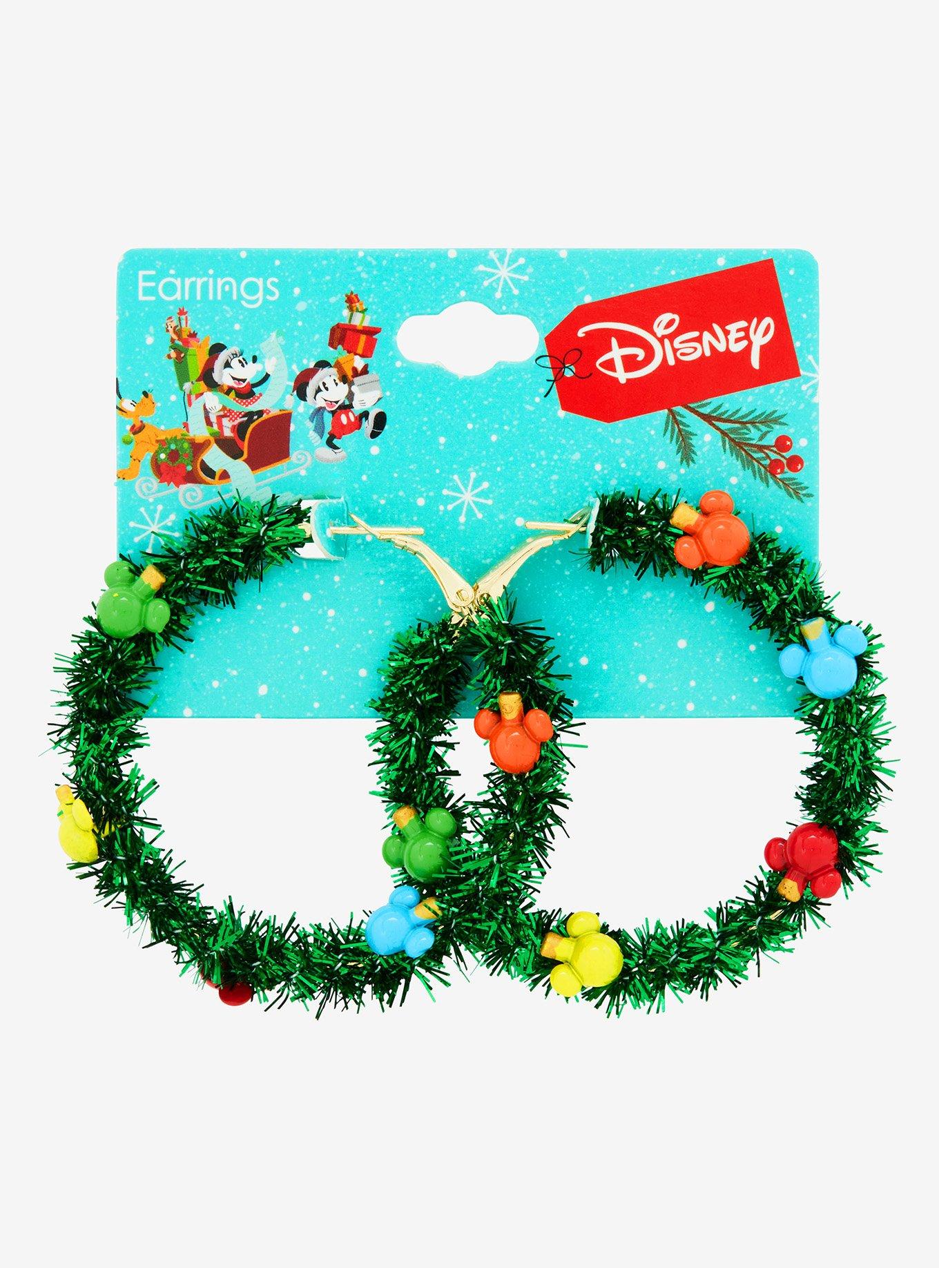 Disney Mickey Mouse Holiday Garland Hoop Earrings - BoxLunch Exclusive, , hi-res