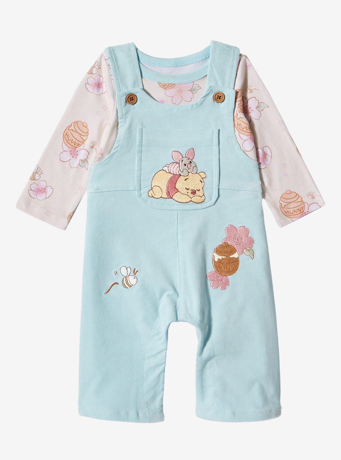 Disney Winnie the Pooh Cherry Blossom & Honey Infant One-Piece and Overall Set - BoxLunch Exclusive, LIGHT BLUE, hi-res