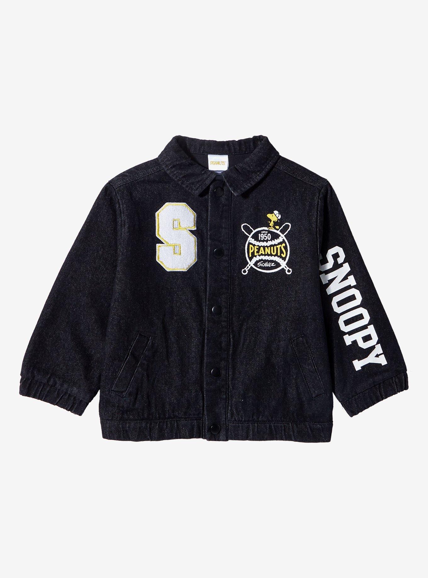 Peanuts Snoopy & Woodstock Toddler Baseball Denim Jacket — BoxLunch Exclusive, MULTI, hi-res