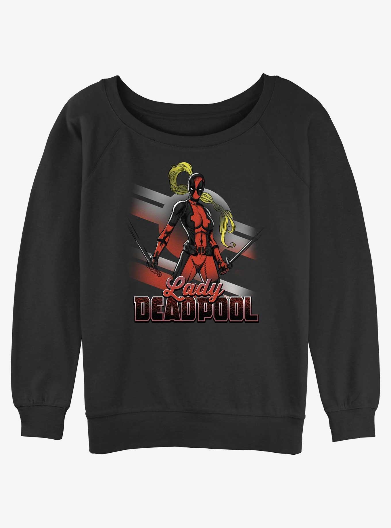 Marvel Deadpool Lady Pool Womens Slouchy Sweatshirt, BLACK, hi-res