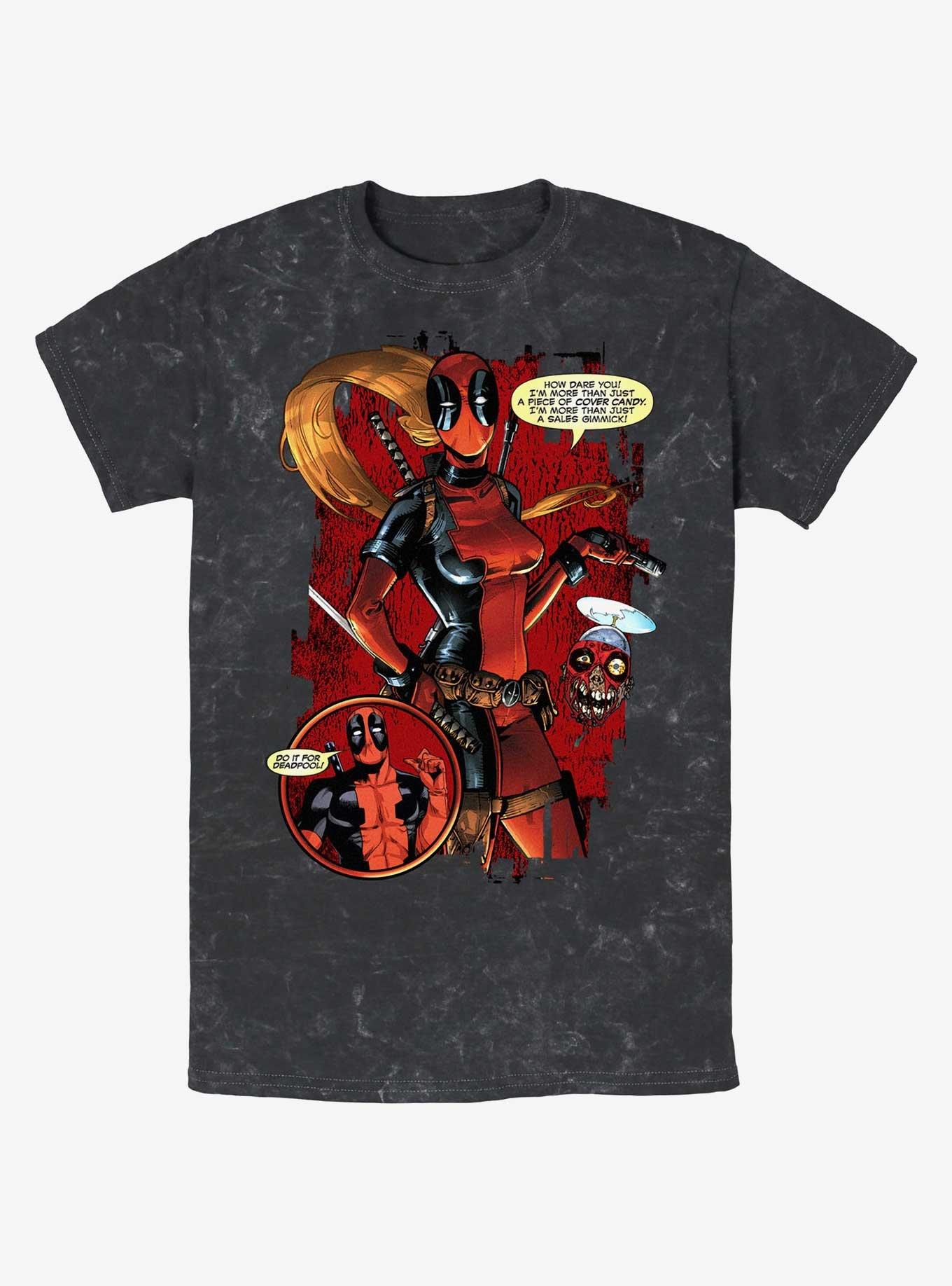 Marvel Deadpool Lady Pool Cover Candy Mineral Wash T-Shirt, BLACK, hi-res