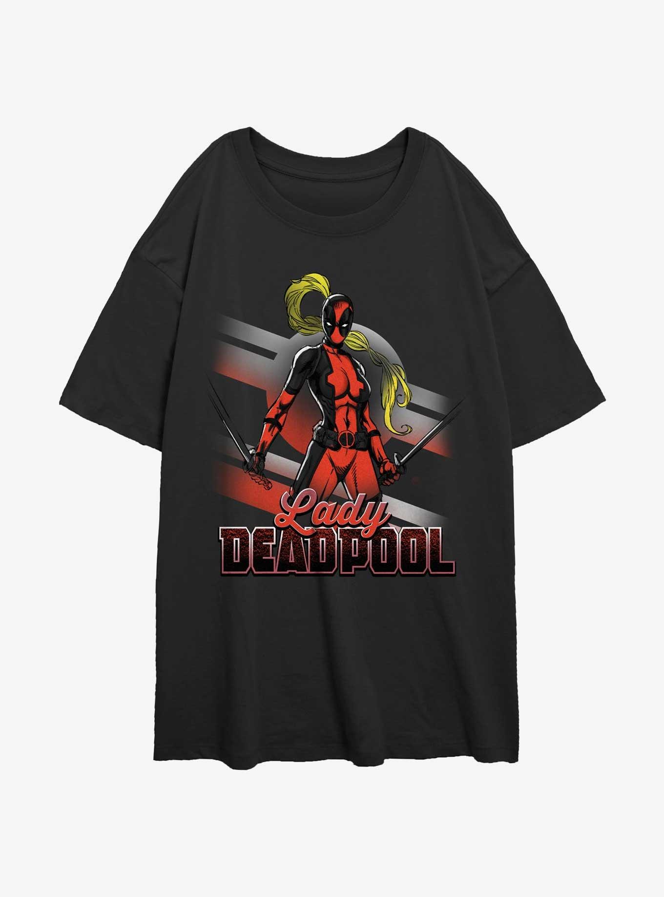 Marvel Deadpool Lady Pool Womens Oversized T-Shirt, BLACK, hi-res