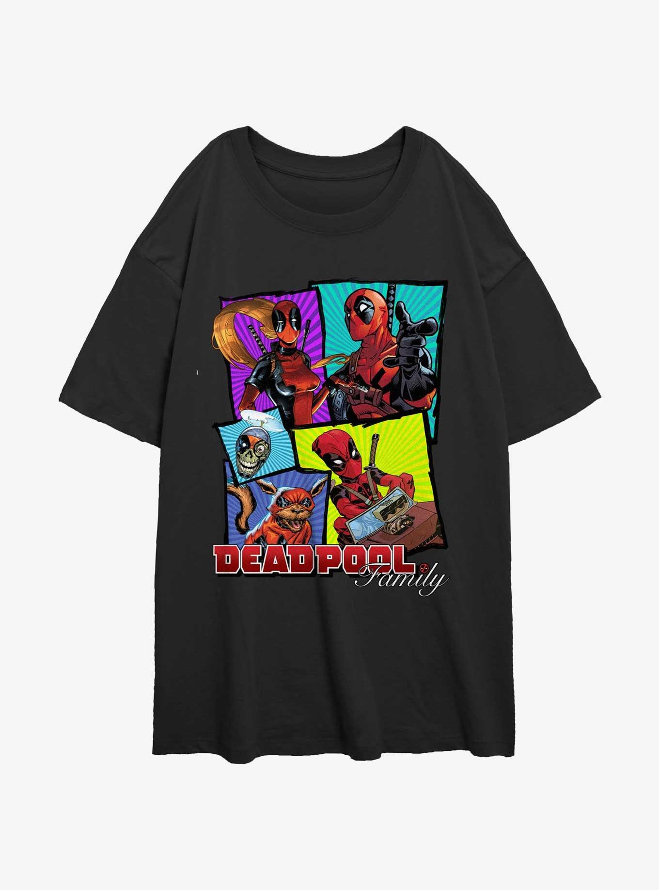 Marvel Deadpool Family Gathering Womens Oversized T-Shirt, BLACK, hi-res