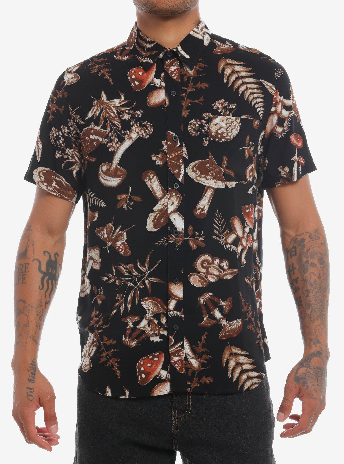 Thorn & Fable Mushroom Flora Woven Button-Up, MULTI, hi-res