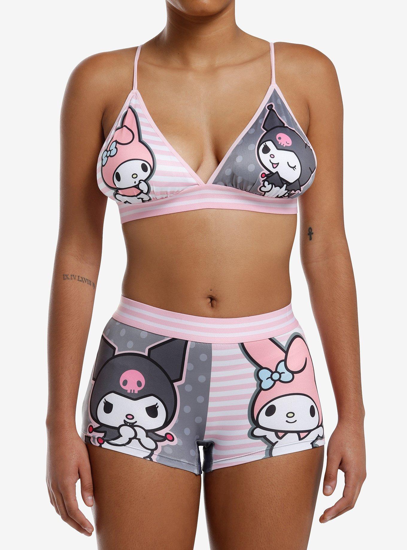 My Melody & Kuromi Split Bra & Boyshort Panty Set, , hi-res