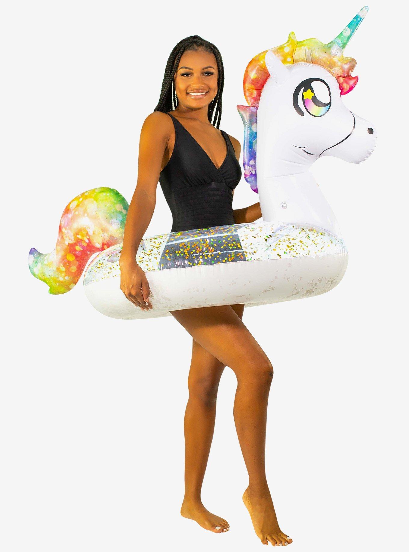 Glitter Unicorn 40" Beach and Pool Tube, , hi-res