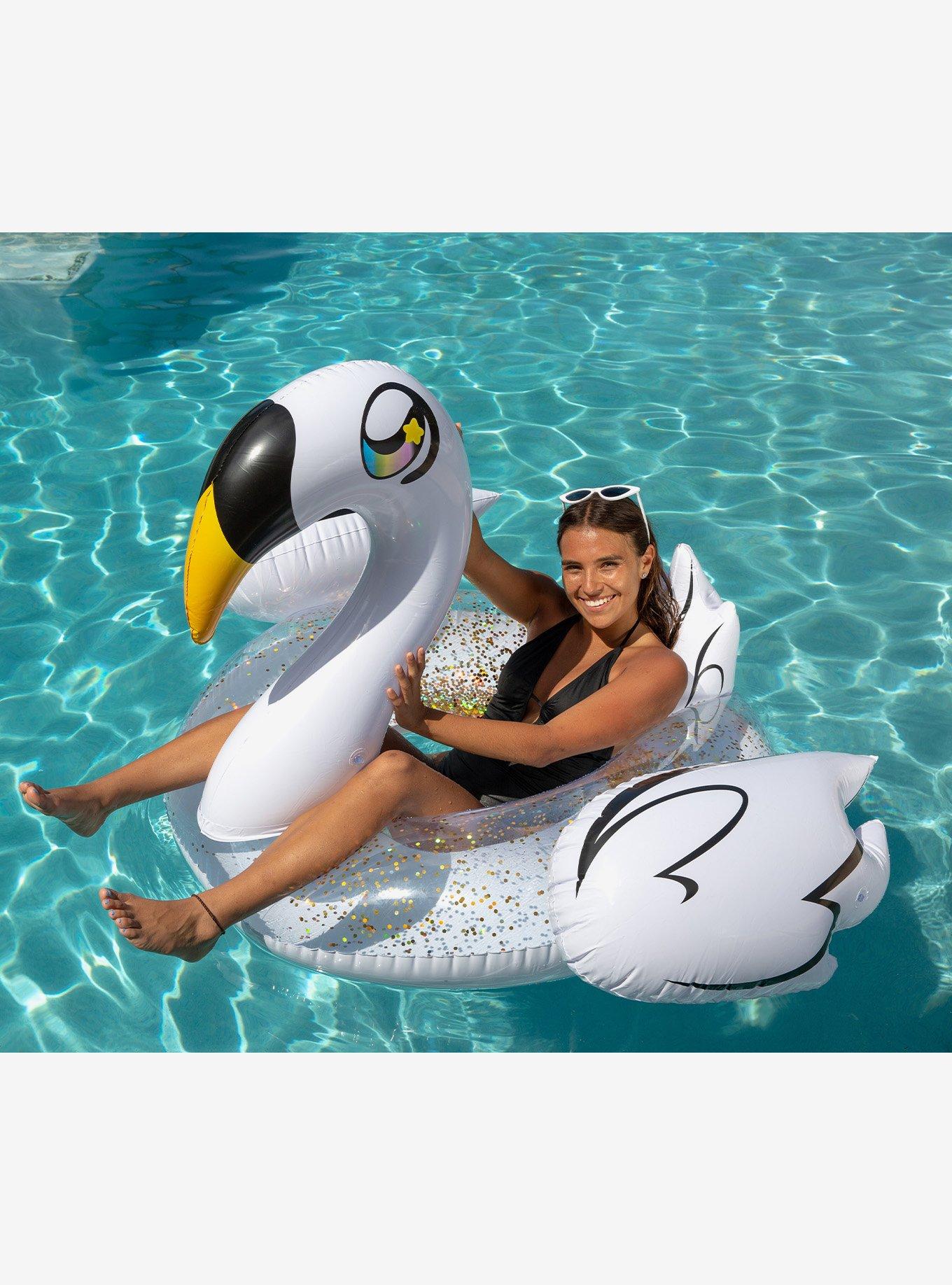 Gold Glitter Swan 48" Jumbo Beach and Pool Tube, , hi-res