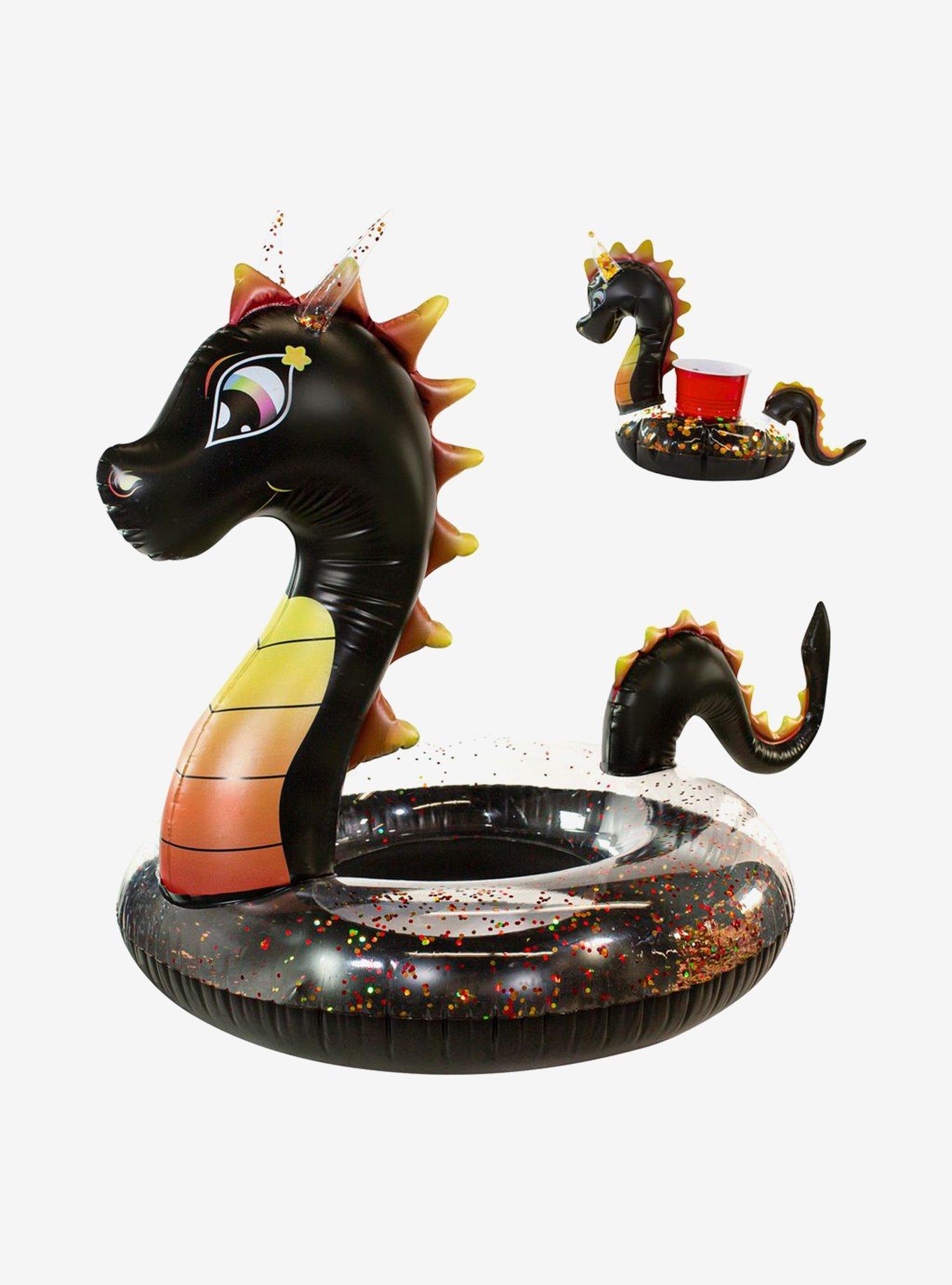 Black Glitter Dragon Party Animal Pack 48" Tube with Matching Drink Float, , hi-res