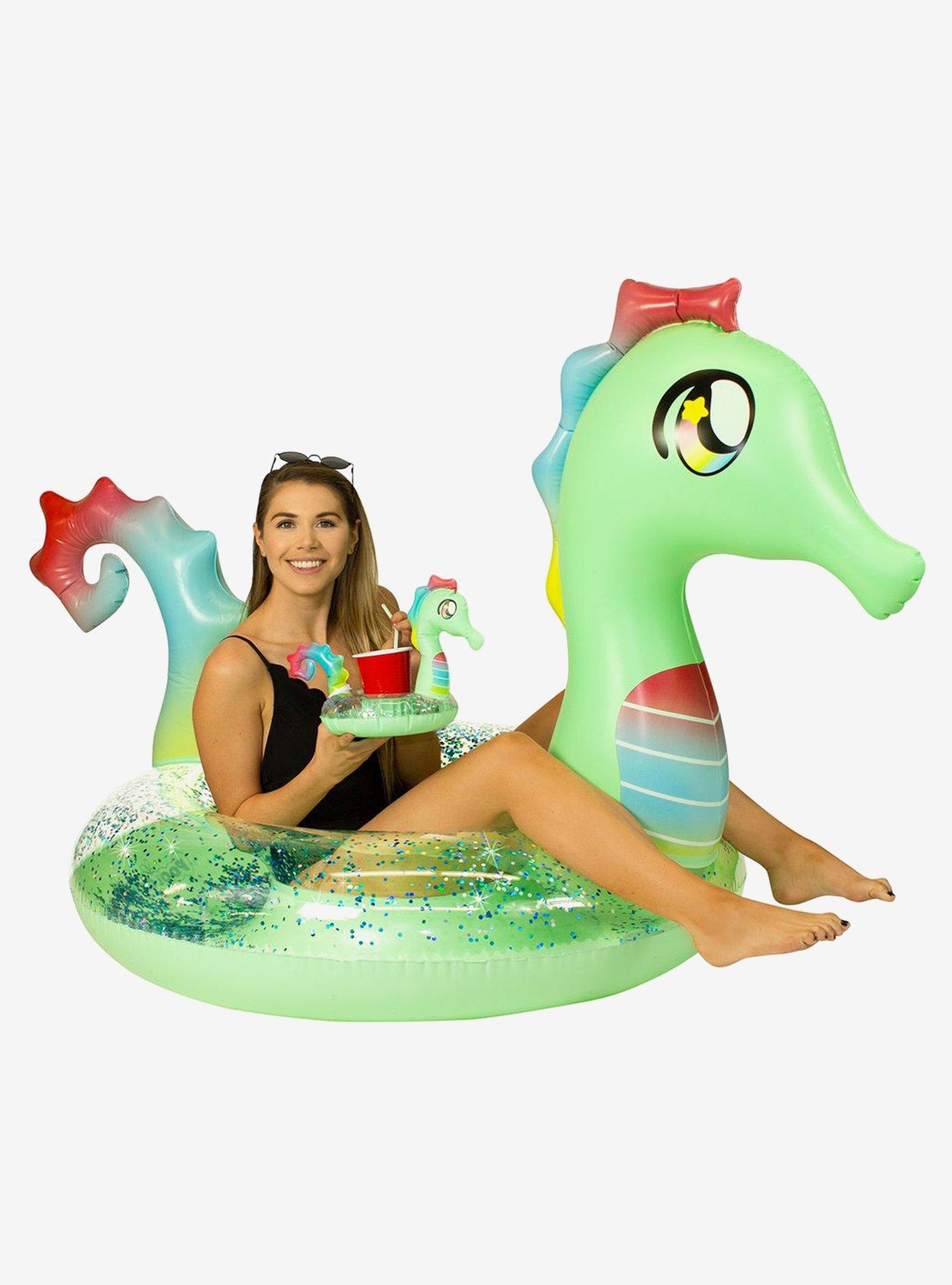 Glitter Seahorse Party Animal Pack 48" Tube with Matching Drink Float, , hi-res