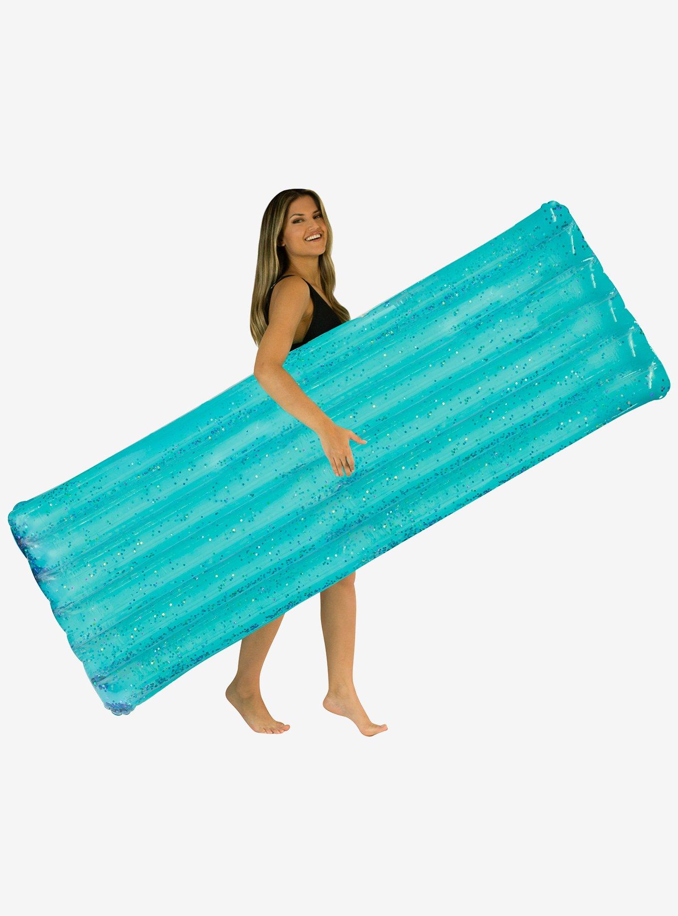 Deluxe Glitter Pool Raft with Aqua Glitter, , hi-res