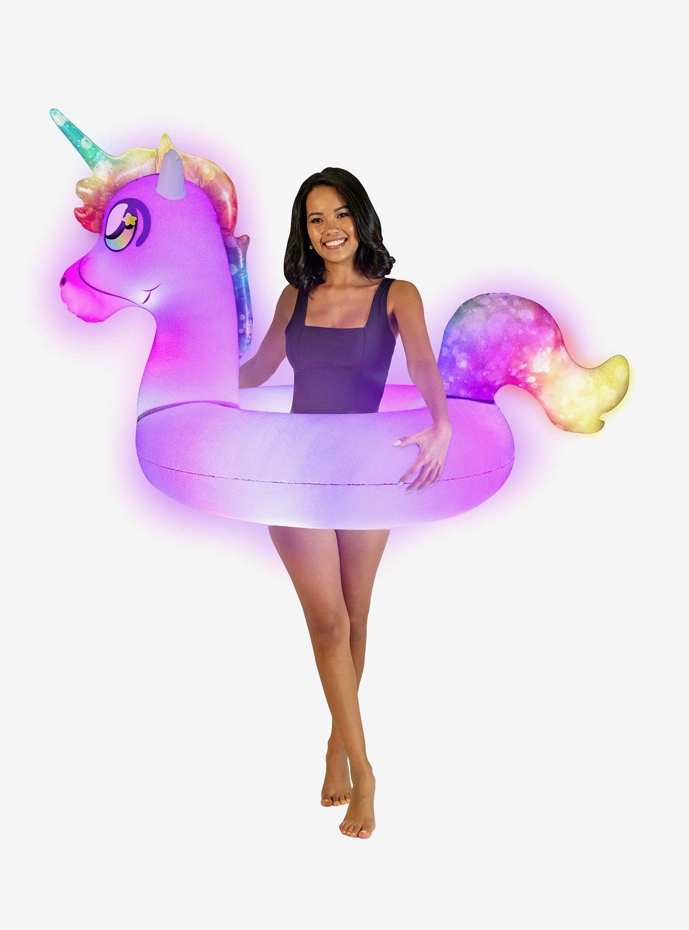 Illuminated LED Unicorn 42" Jumbo Beach and Pool Tube, , hi-res