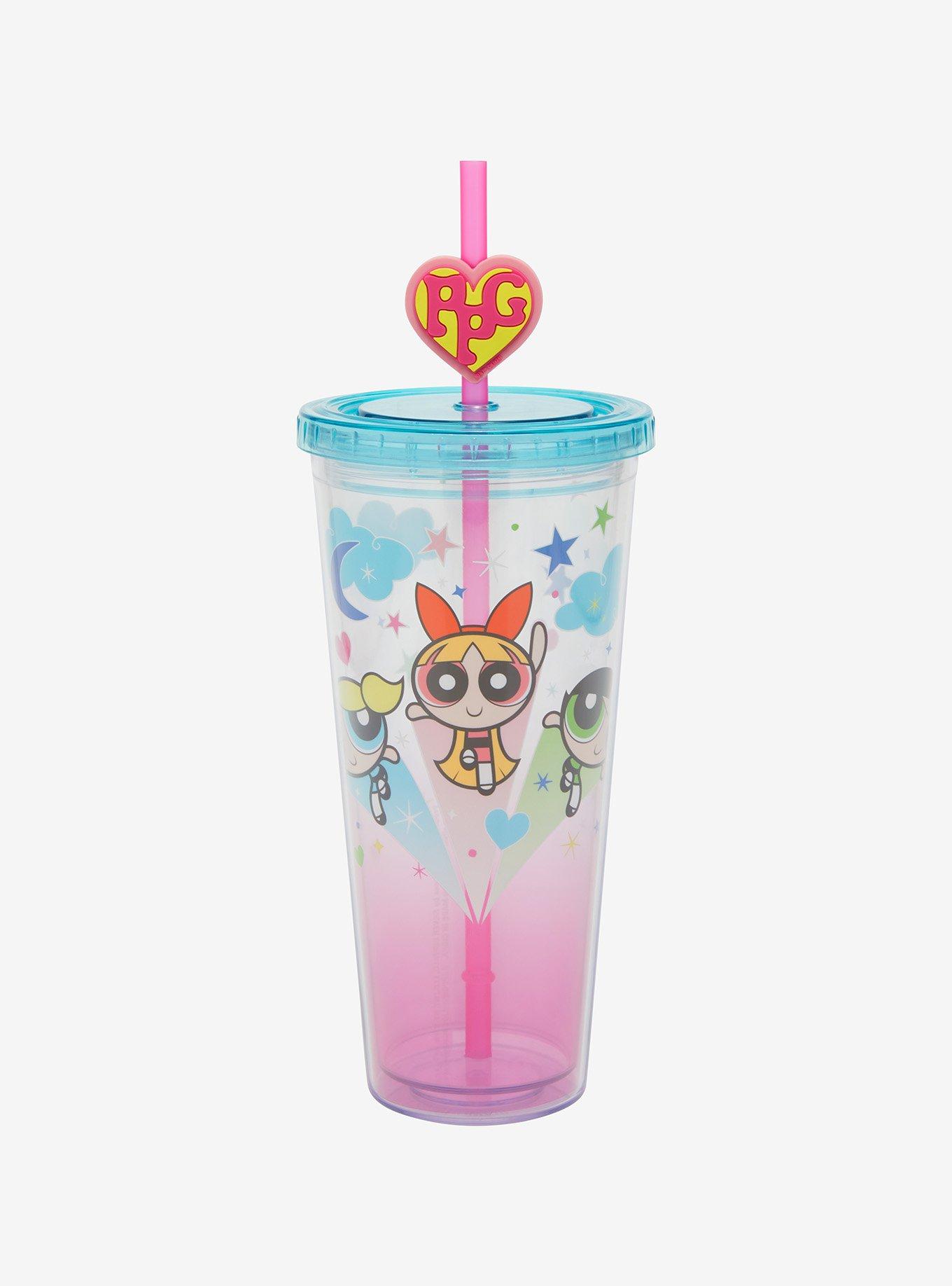 The Powerpuff Girls Pink and Blue Ombré Carnival Cup with Straw Charm, , hi-res