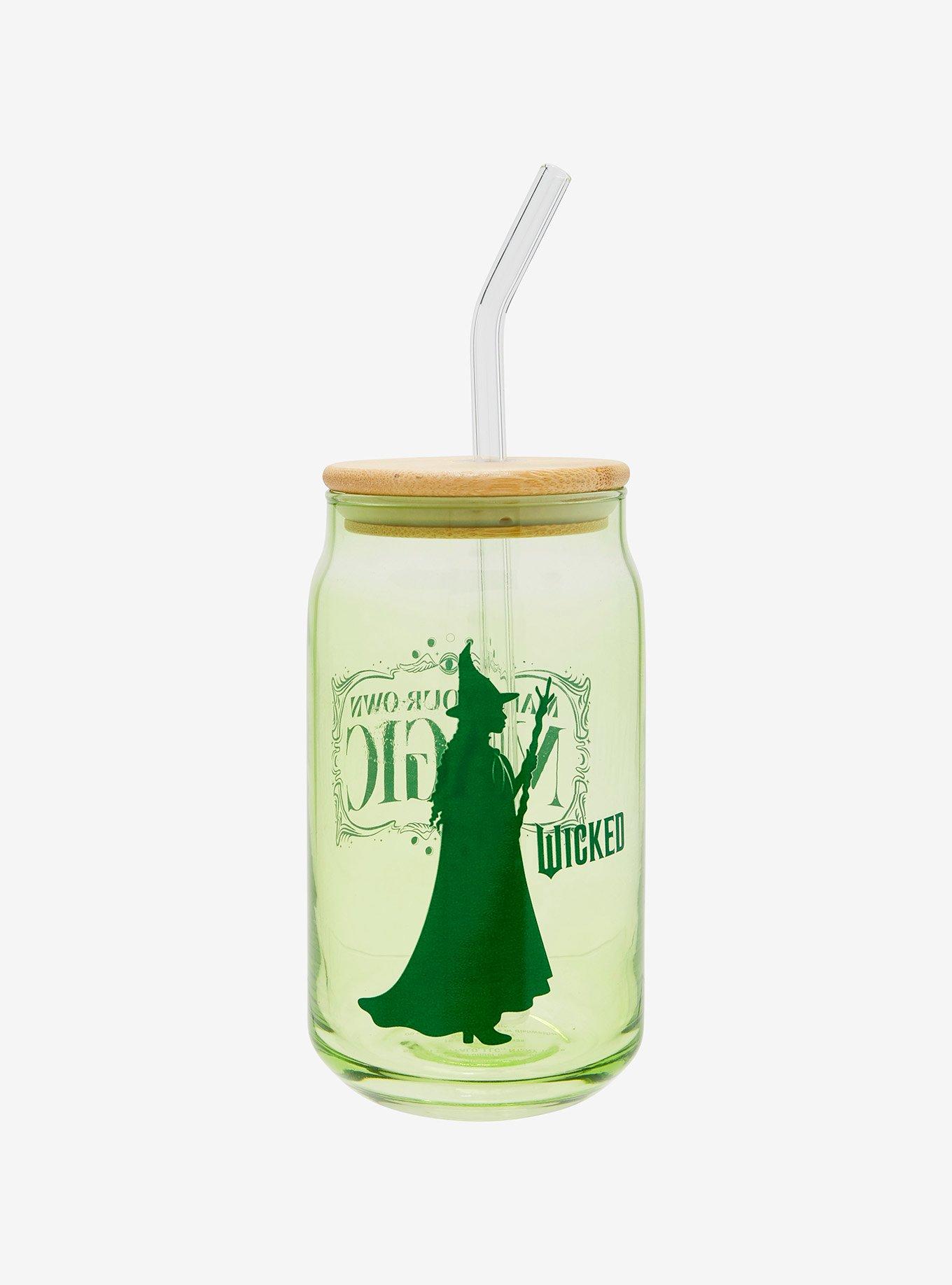 Wicked Elphaba Green Glass Cup with Bamboo Lid and Straw, , hi-res