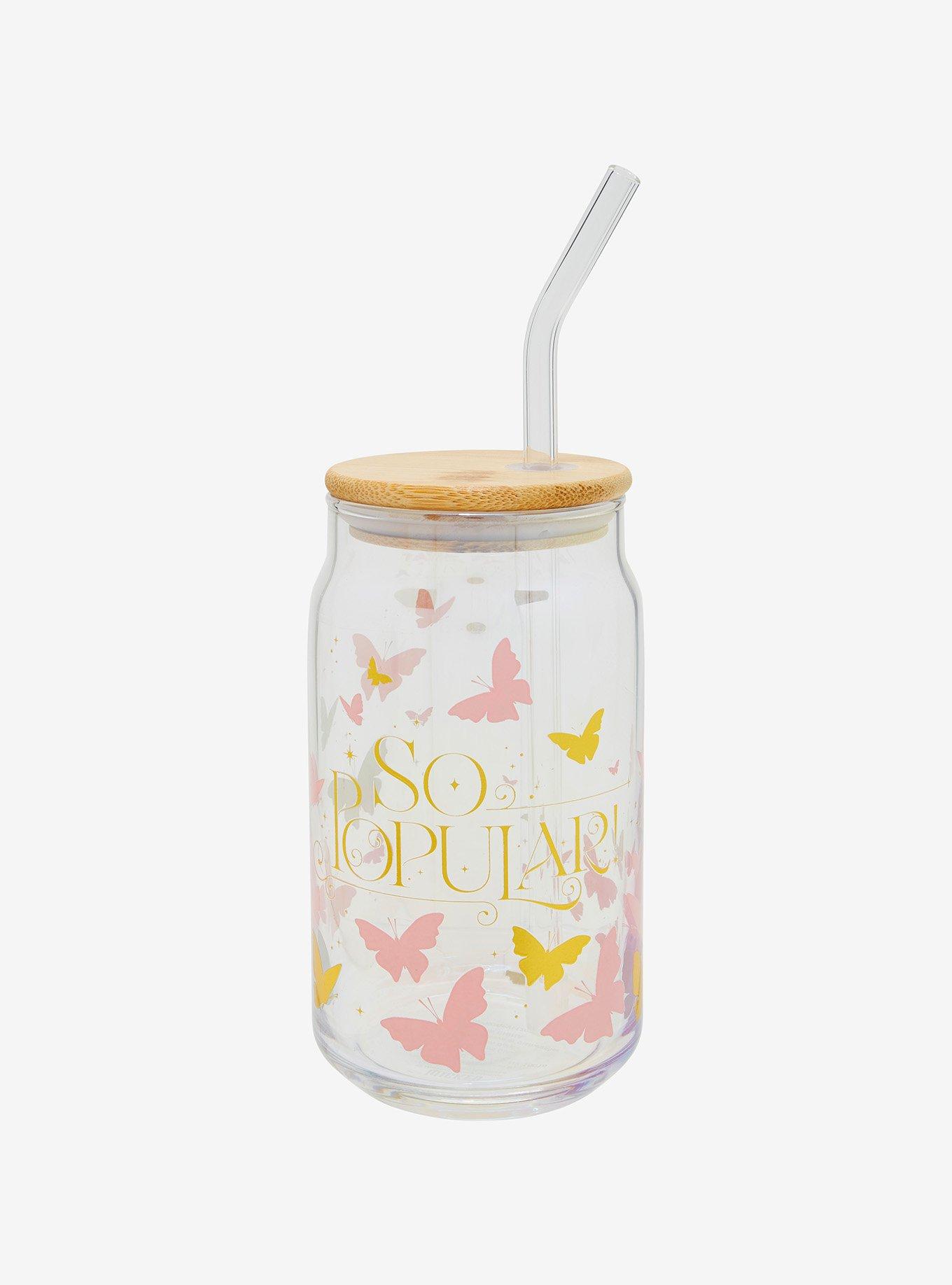 Wicked Glinda Glass Cup with Bamboo Lid and Straw, , hi-res