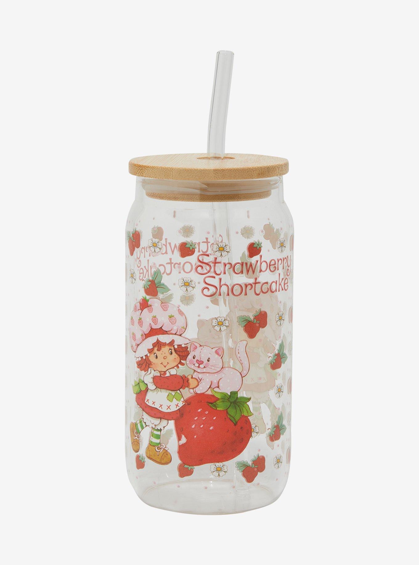 Strawberry Shortcake Strawberry & Custard Glass Cup with Straw - BoxLunch Exclusive, , hi-res