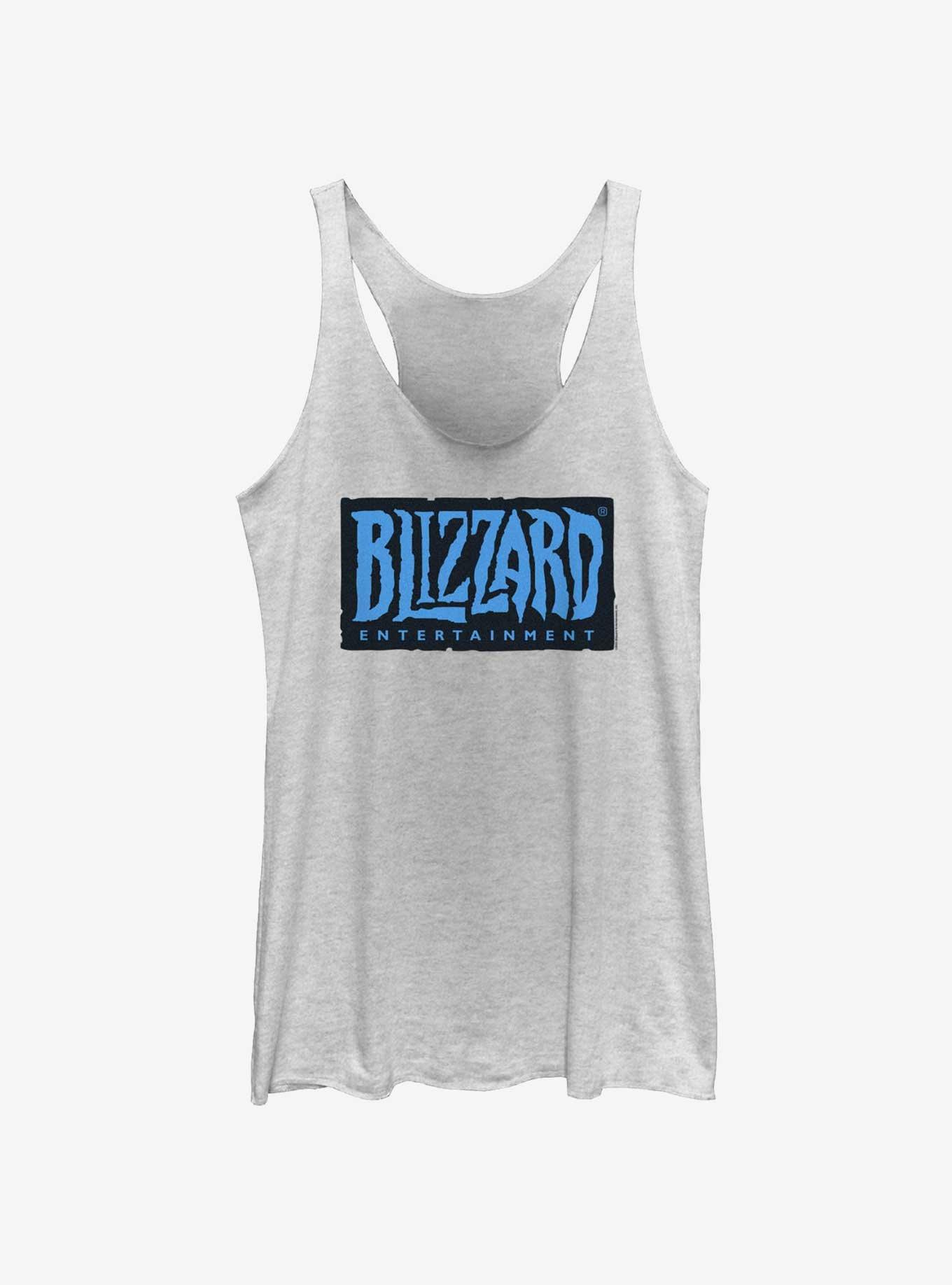 World Of Warcraft Blizzard Entertainment Logo Girls Raw Edge Tank, WHITE HTR, hi-res