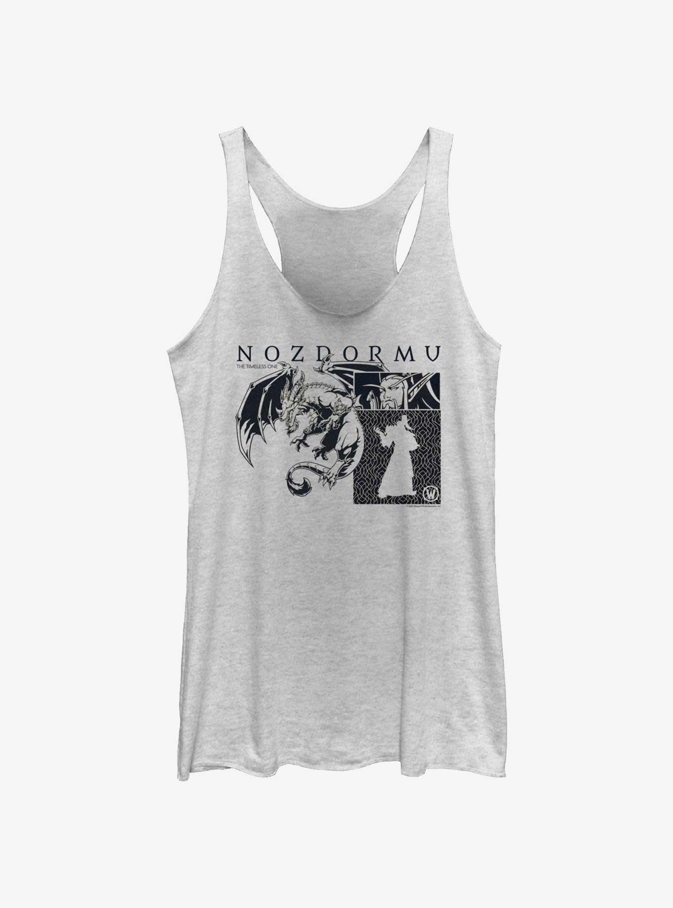 World Of Warcraft Nozdormu Panels Girls Raw Edge Tank, WHITE HTR, hi-res