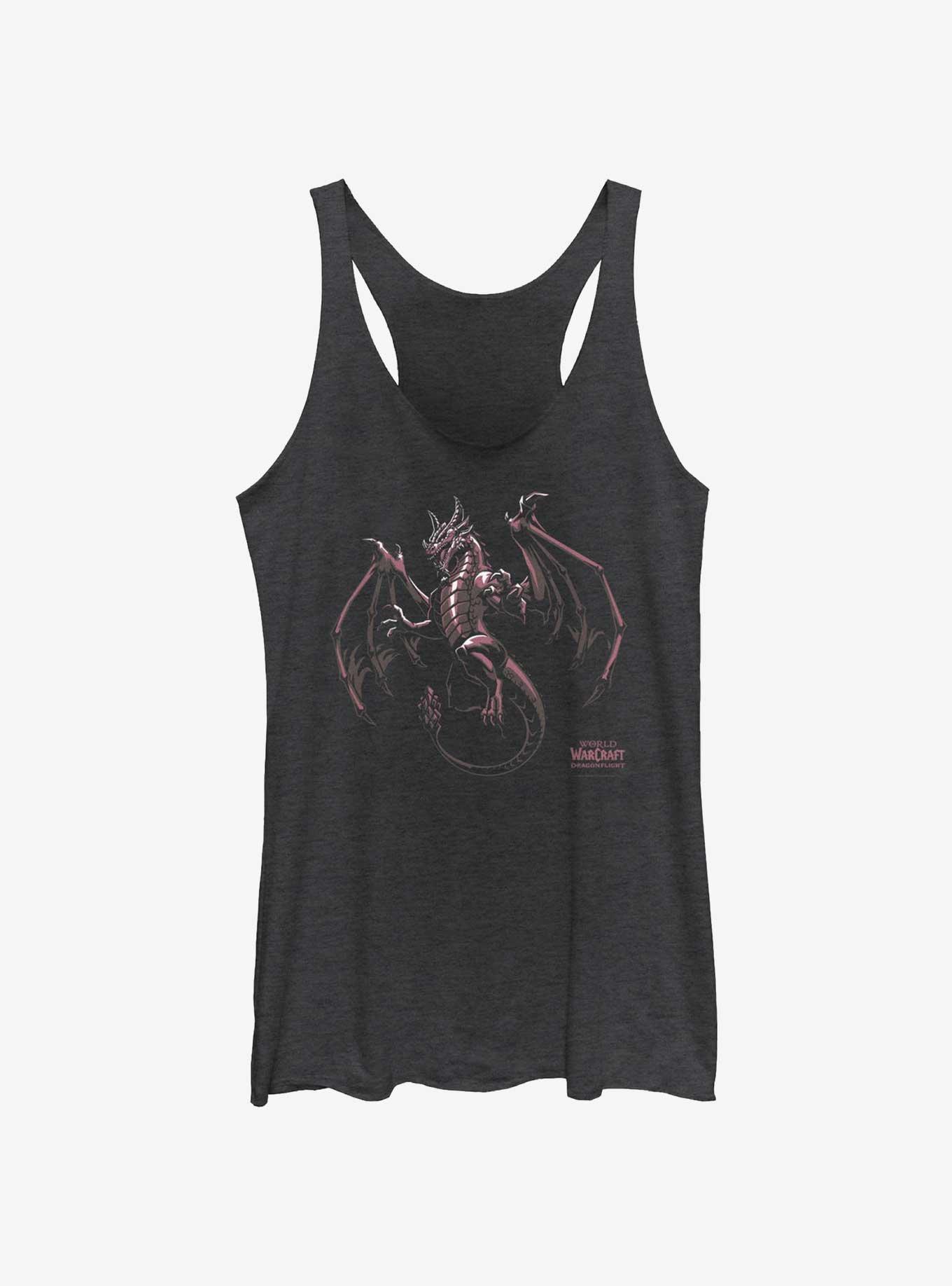 World Of Warcraft Wrathion Dragon Girls Raw Edge Tank, BLK HTR, hi-res