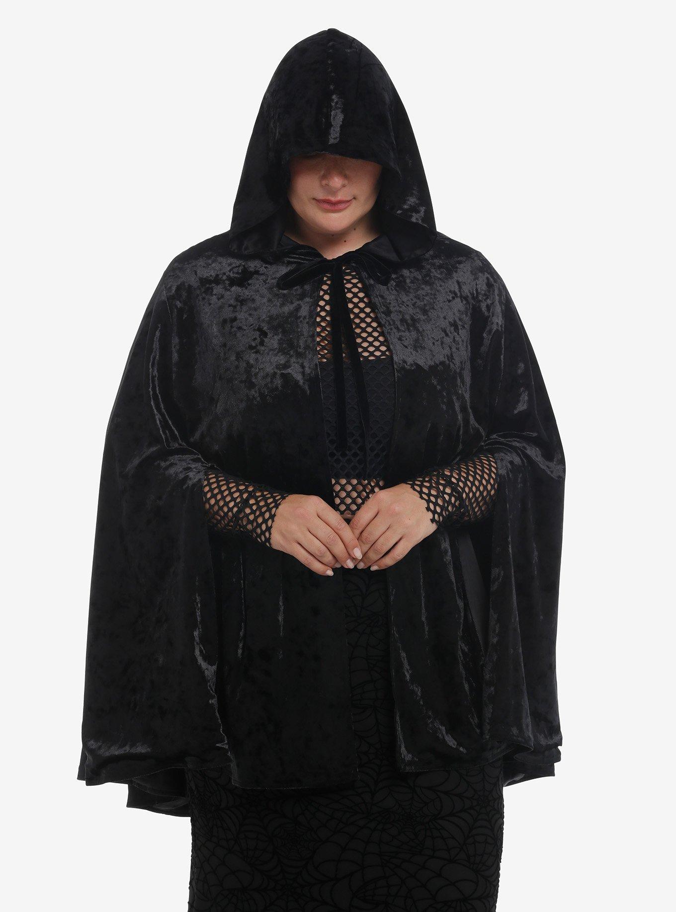 Cosmic Aura Black Velvet Girls Reversible Hooded Cape Plus