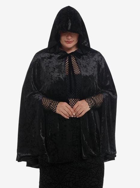Cosmic Aura Black Velvet Girls Reversible Hooded Cape Plus Size | Hot Topic