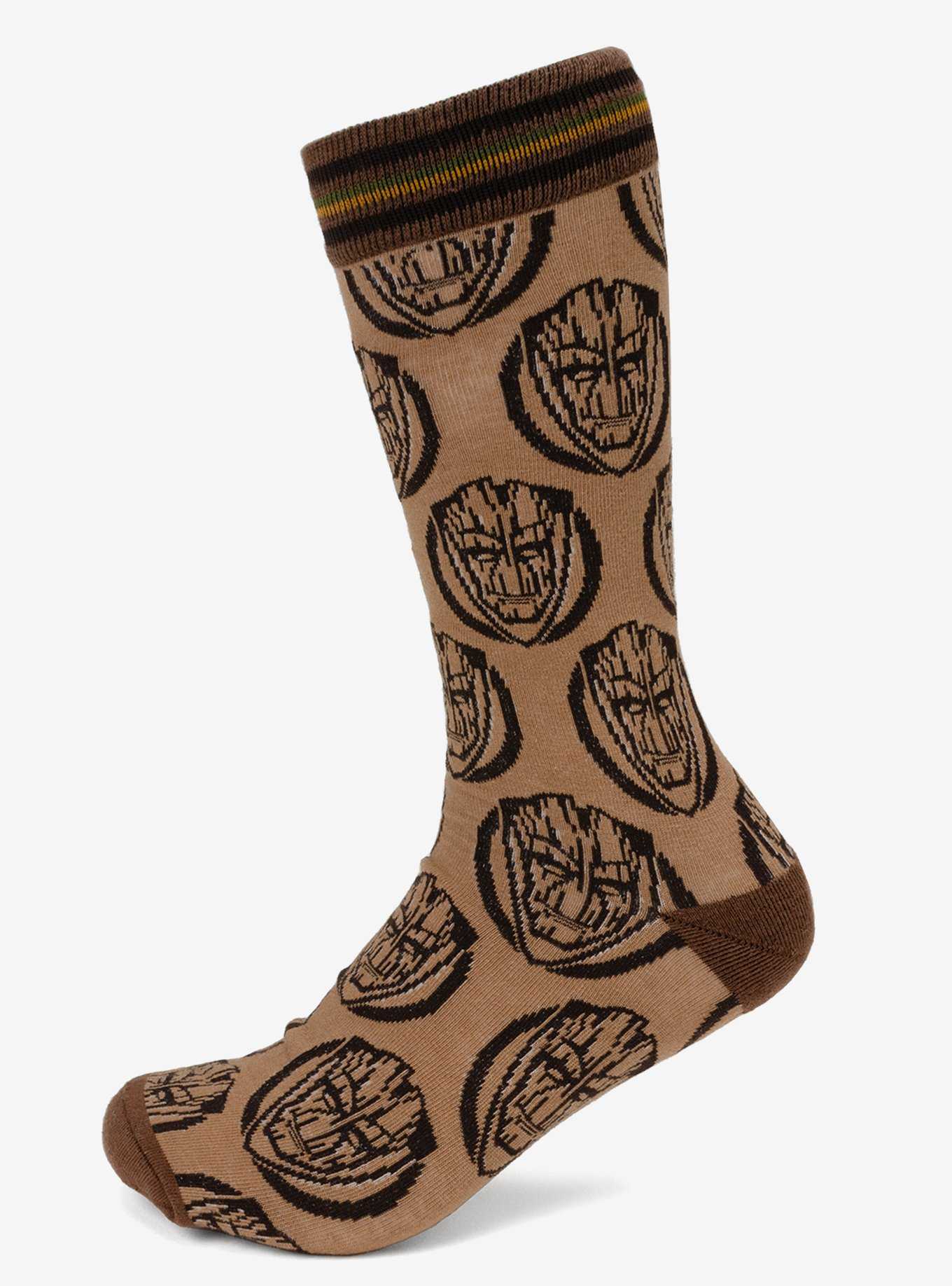 Marvel Groot Brown Tonal Men's Crew Socks, , hi-res