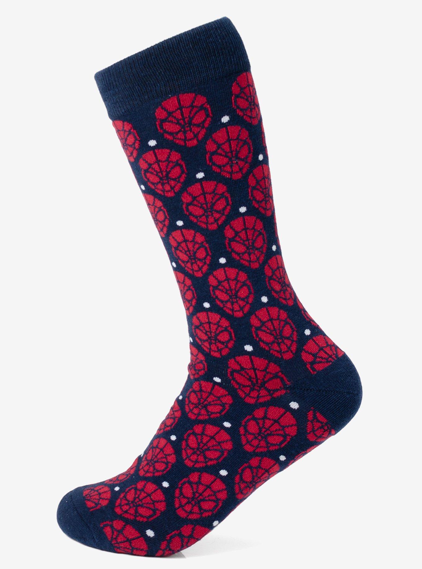 Marvel Spider-Man Dot Red and Navy Crew Socks, , hi-res