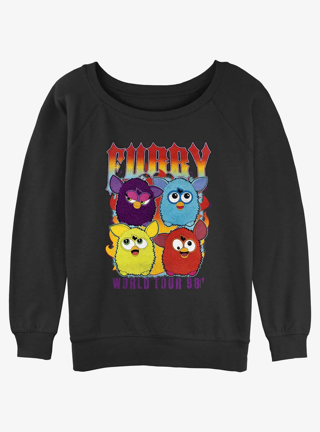 Furby Rock Band Furby Womens Slouchy Sweatshirt, BLACK, hi-res