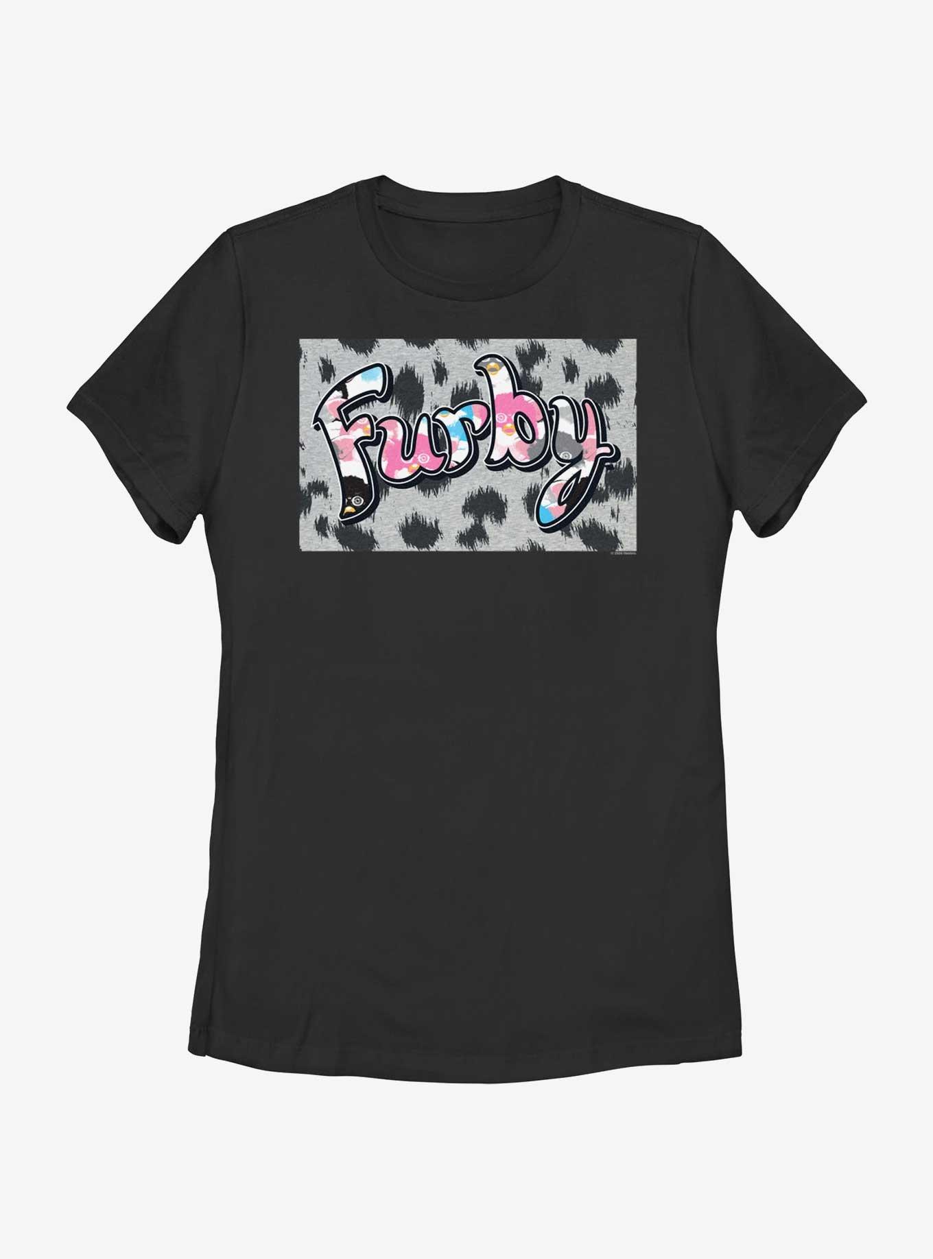 Furby Spotted Fur Logo Womens T-Shirt, BLACK, hi-res